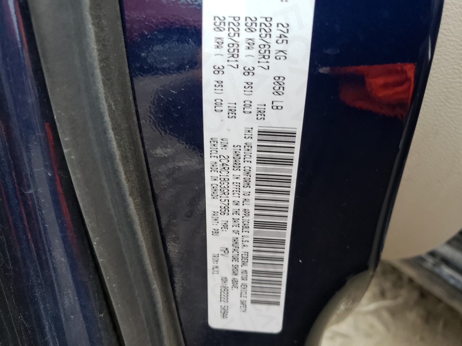 Photo 10 from auction – 2016 CHRYSLER TOWN & COU with VIN 2C4RC1BG3GR157956