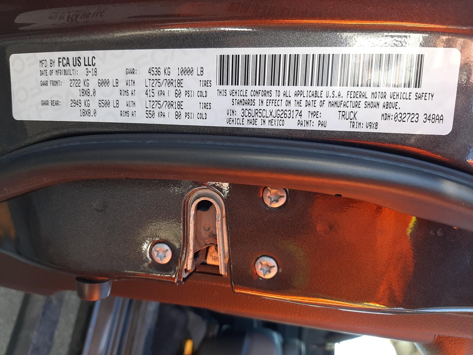 Photo 10 from auction – 2018 RAM 2500 ST with VIN 3C6UR5CLXJG263174