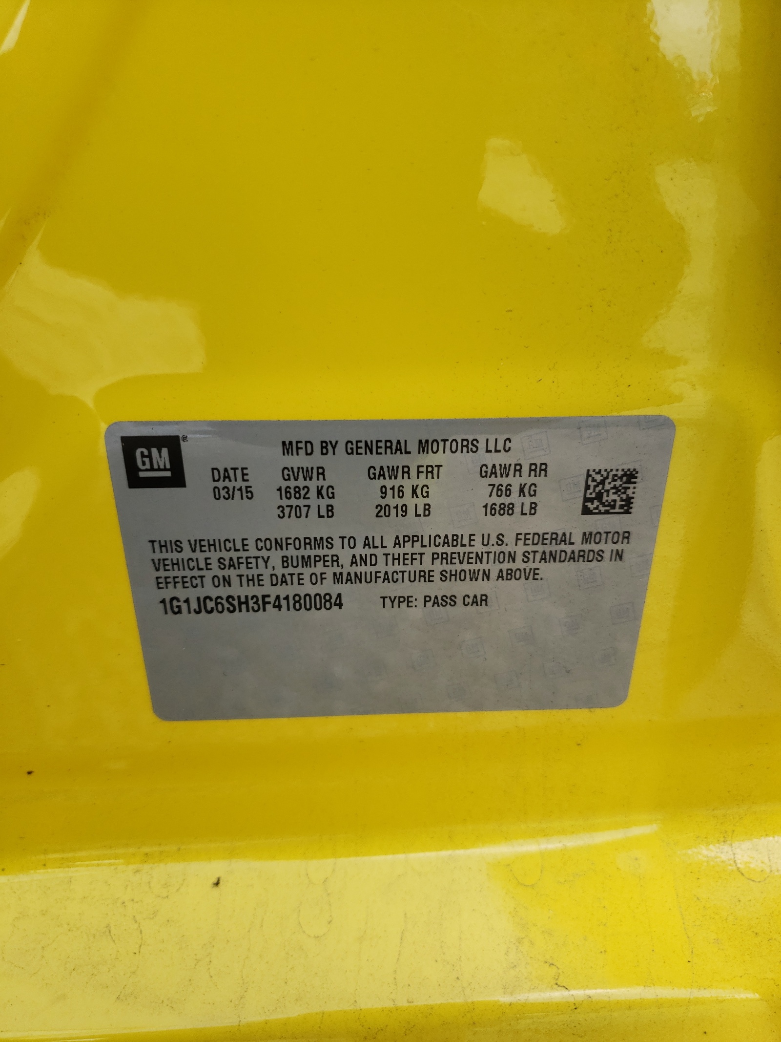 Photo 10 from auction – 2015 CHEVROLET SONIC LT with VIN 1G1JC6SH3F4180084
