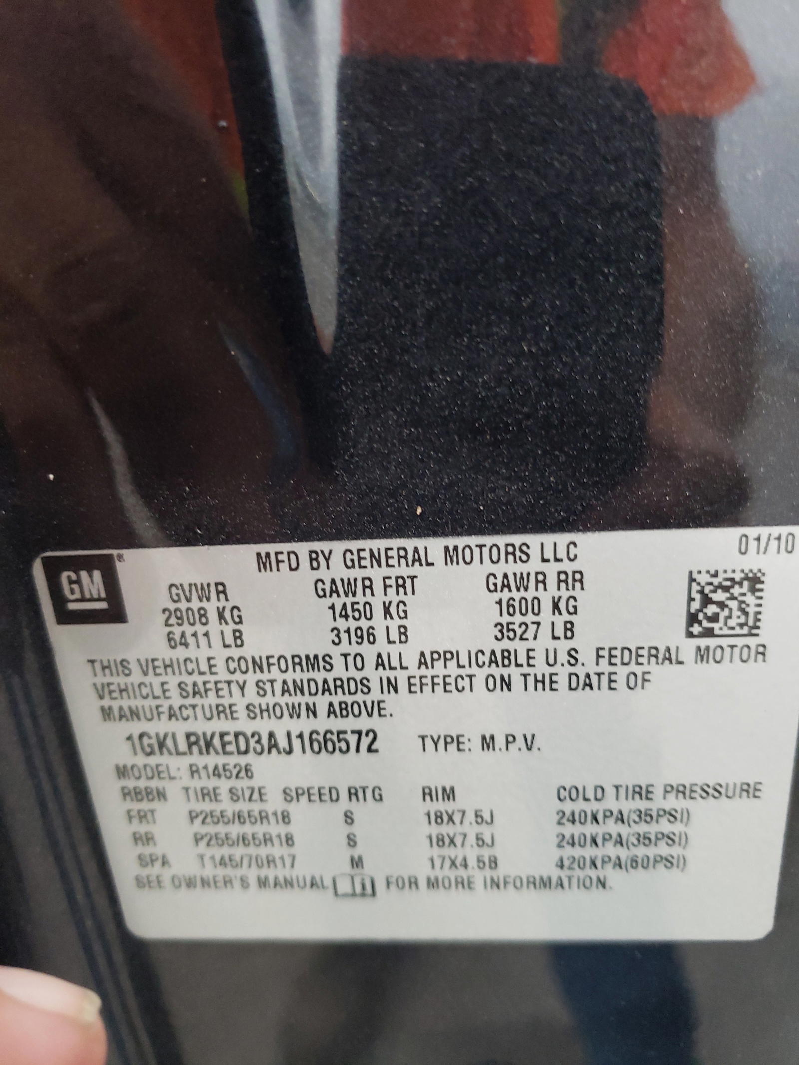 Photo 10 from auction – 2010 GMC ACADIA SL with VIN 1GKLRKED3AJ166572