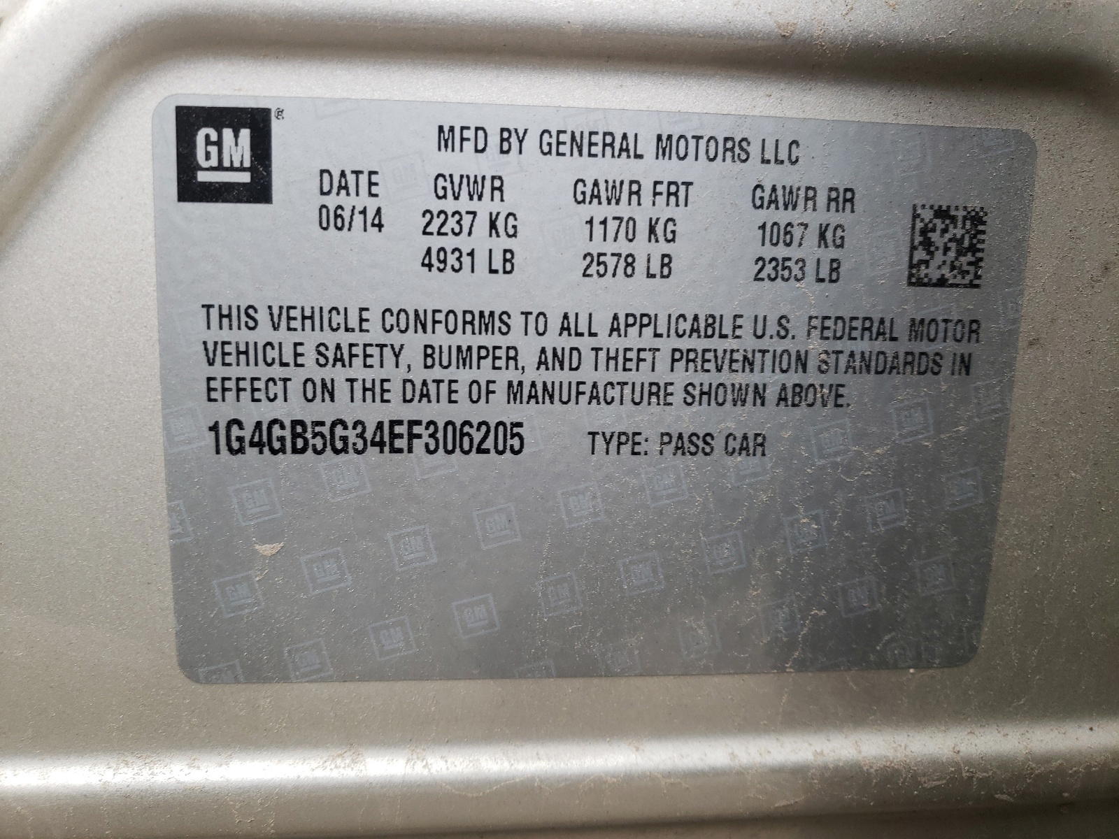 Photo 10 from auction – 2014 BUICK LACROSSE with VIN 1G4GB5G34EF306205
