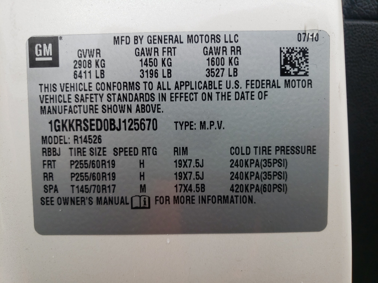 Zdjęcie 10 z aukcji – 2011 GMC ACADIA SLT z VIN 1GKKRSED0BJ125670