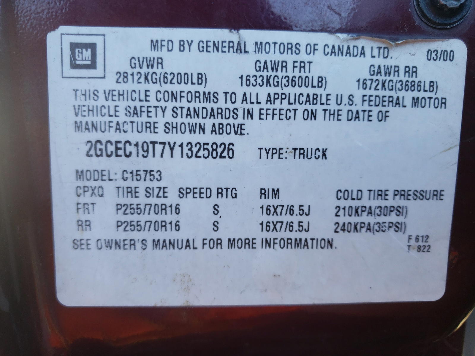 Photo 10 from auction – 2000 CHEVROLET silverado with VIN 2GCEC19T7Y1325826