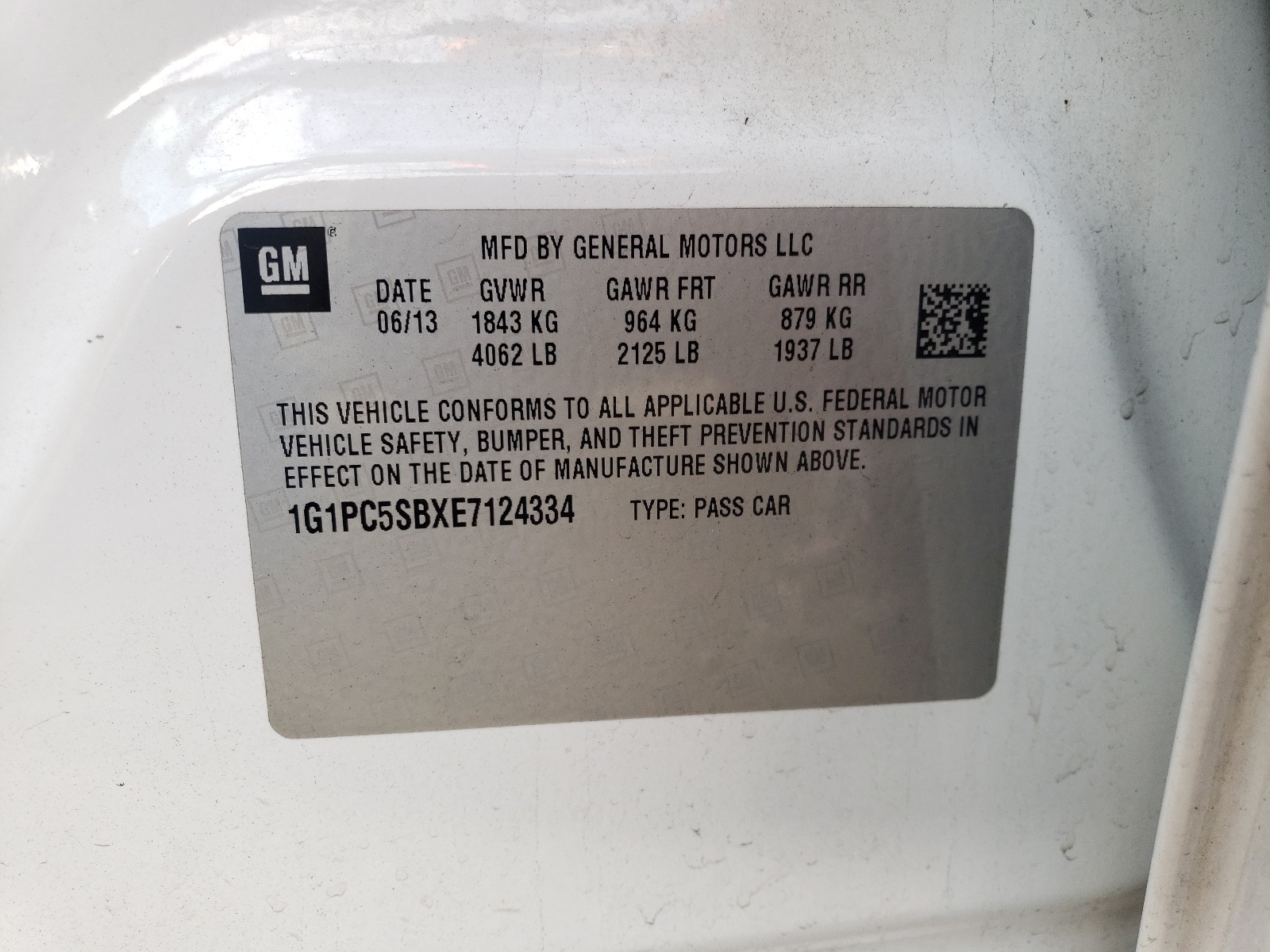 Photo 10 from auction – 2014 CHEVROLET CRUZE LT with VIN 1G1PC5SBXE7124334