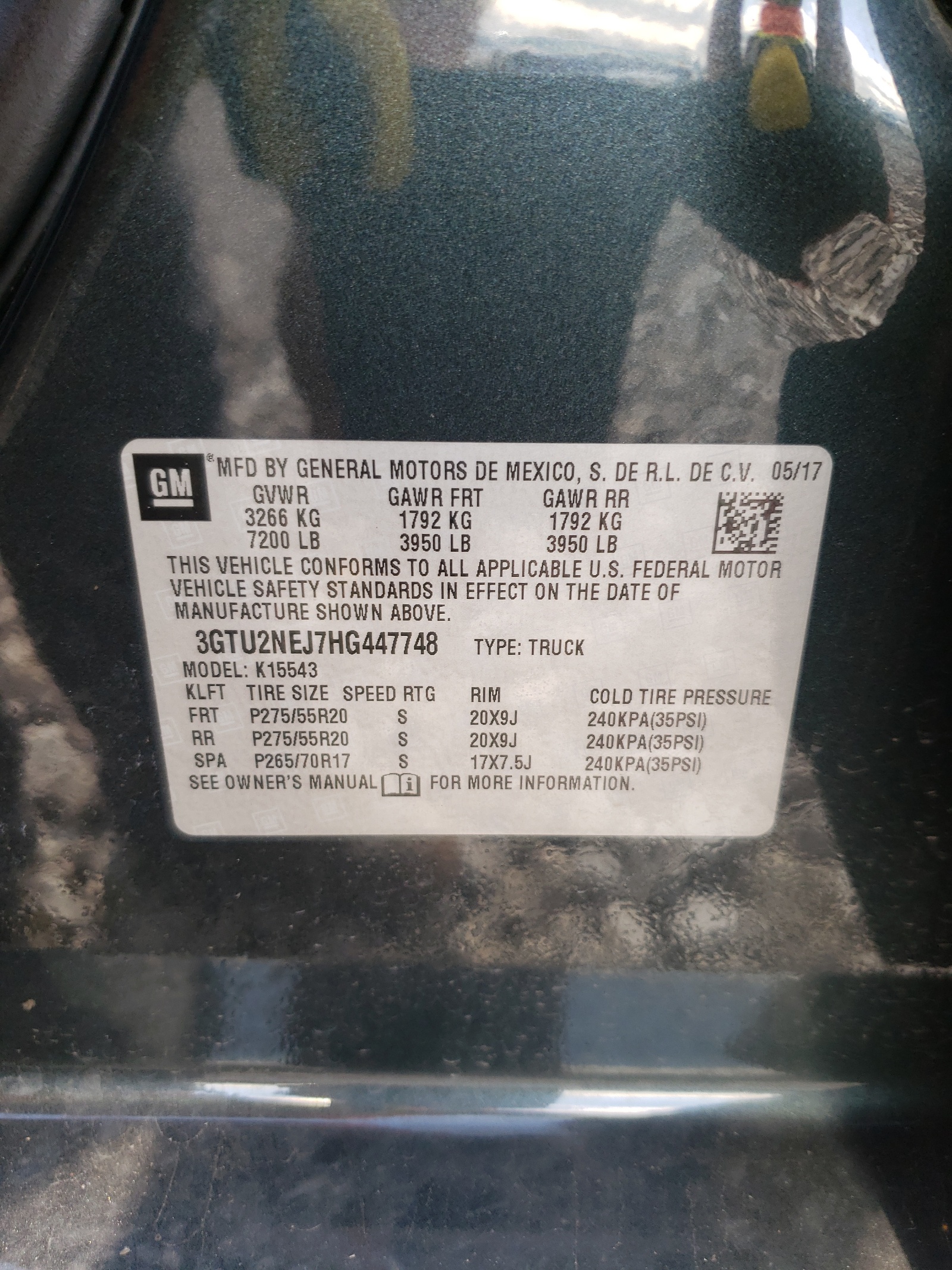 Photo 10 from auction – 2017 GMC SIERRA with VIN 3GTU2NEJ7HG447748