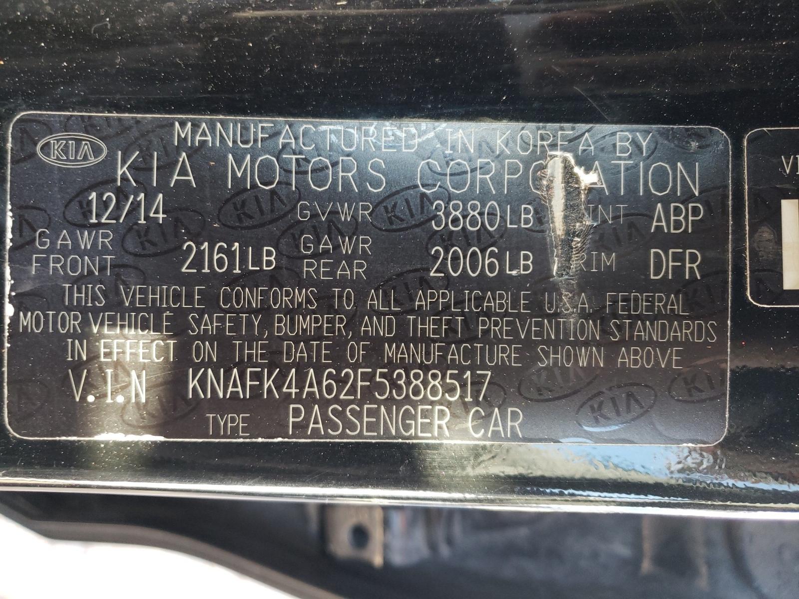 Photo 10 from auction – 2015 KIA FORTE LX with VIN KNAFK4A62F5388517