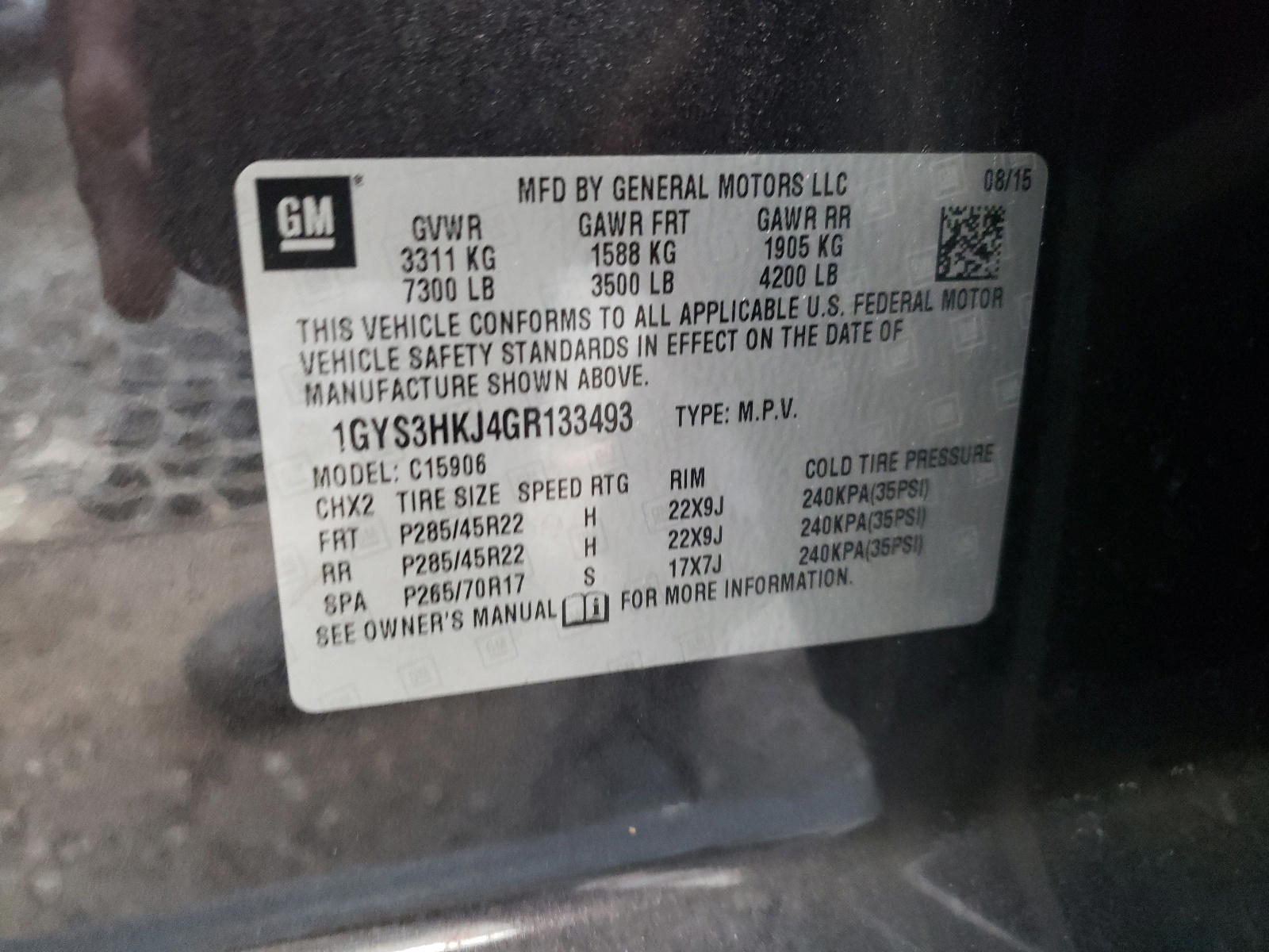 Photo 10 from auction – 2016 CADILLAC ESCALADE E with VIN 1GYS3HKJ4GR133493