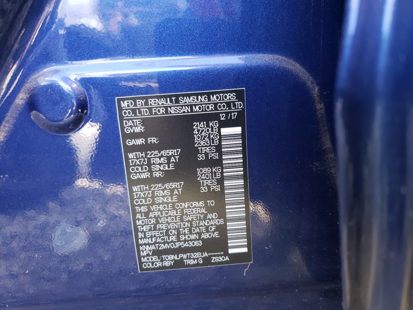 Photo 10 from auction – 2018 NISSAN ROGUE S with VIN KNMAT2MV0JP543063