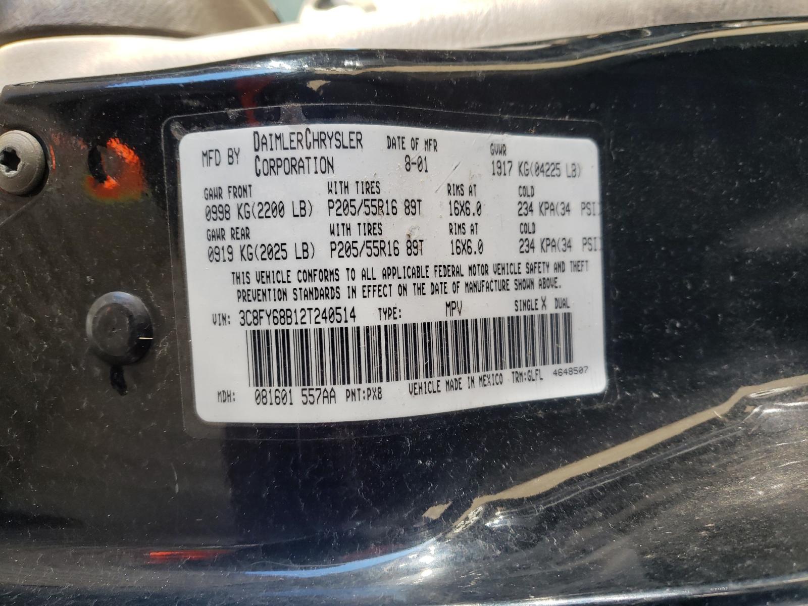 Photo 10 from auction – 2002 CHRYSLER PT CRUISER with VIN 3C8FY68B12T240514
