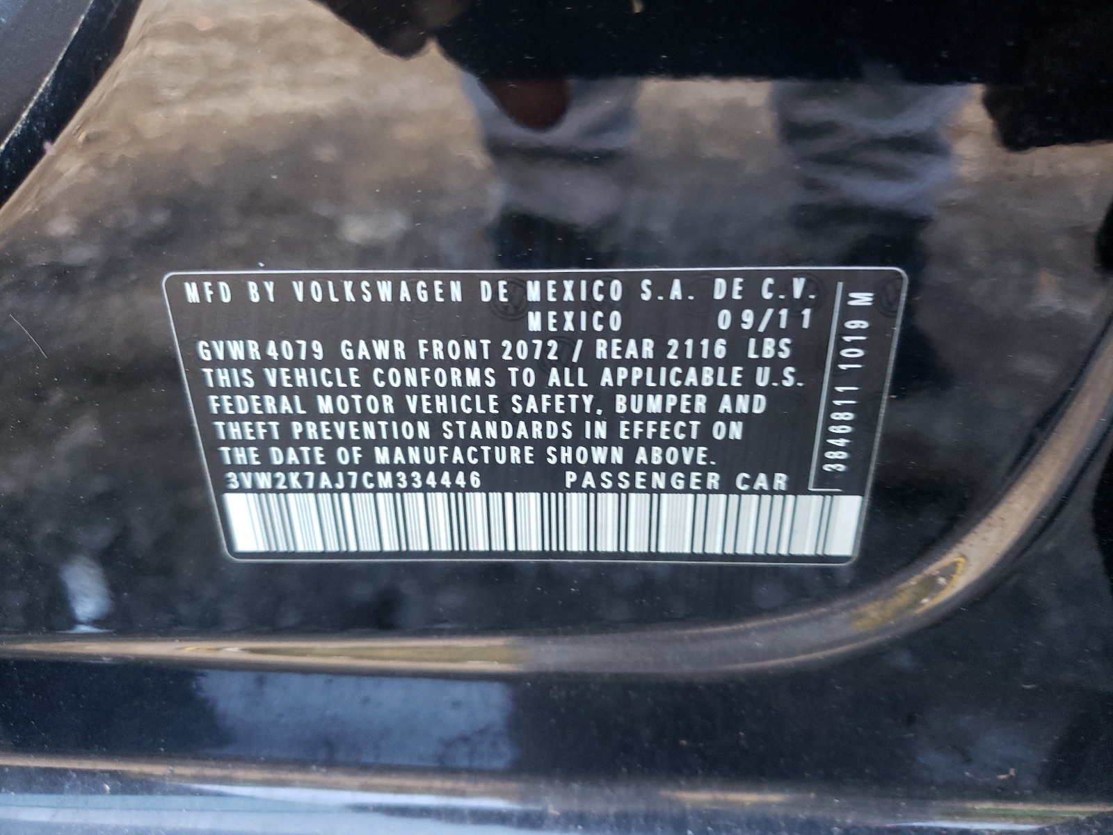 Zdjęcie 10 z aukcji – 2012 VOLKSWAGEN JETTA BASE z VIN 3VW2K7AJ7CM334446