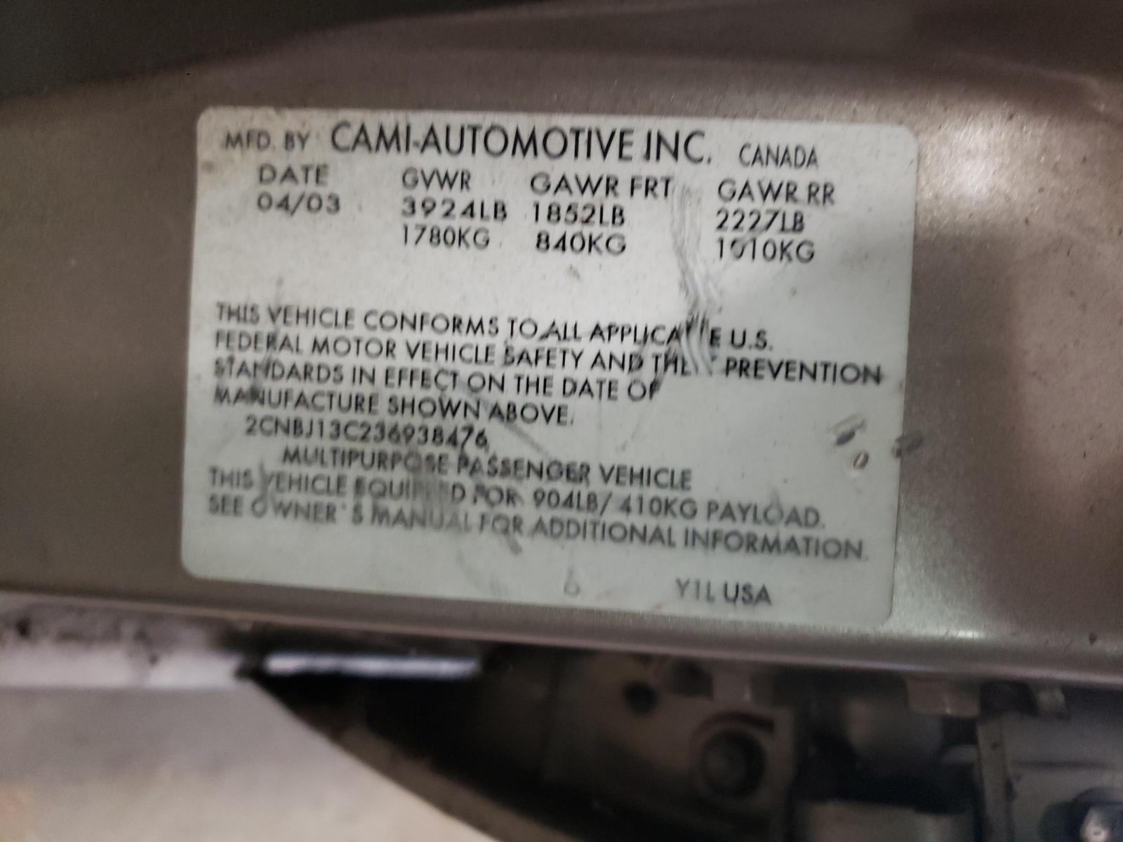 Photo 10 from auction – 2003 CHEVROLET TRACKER with VIN 2CNBJ13C236938476
