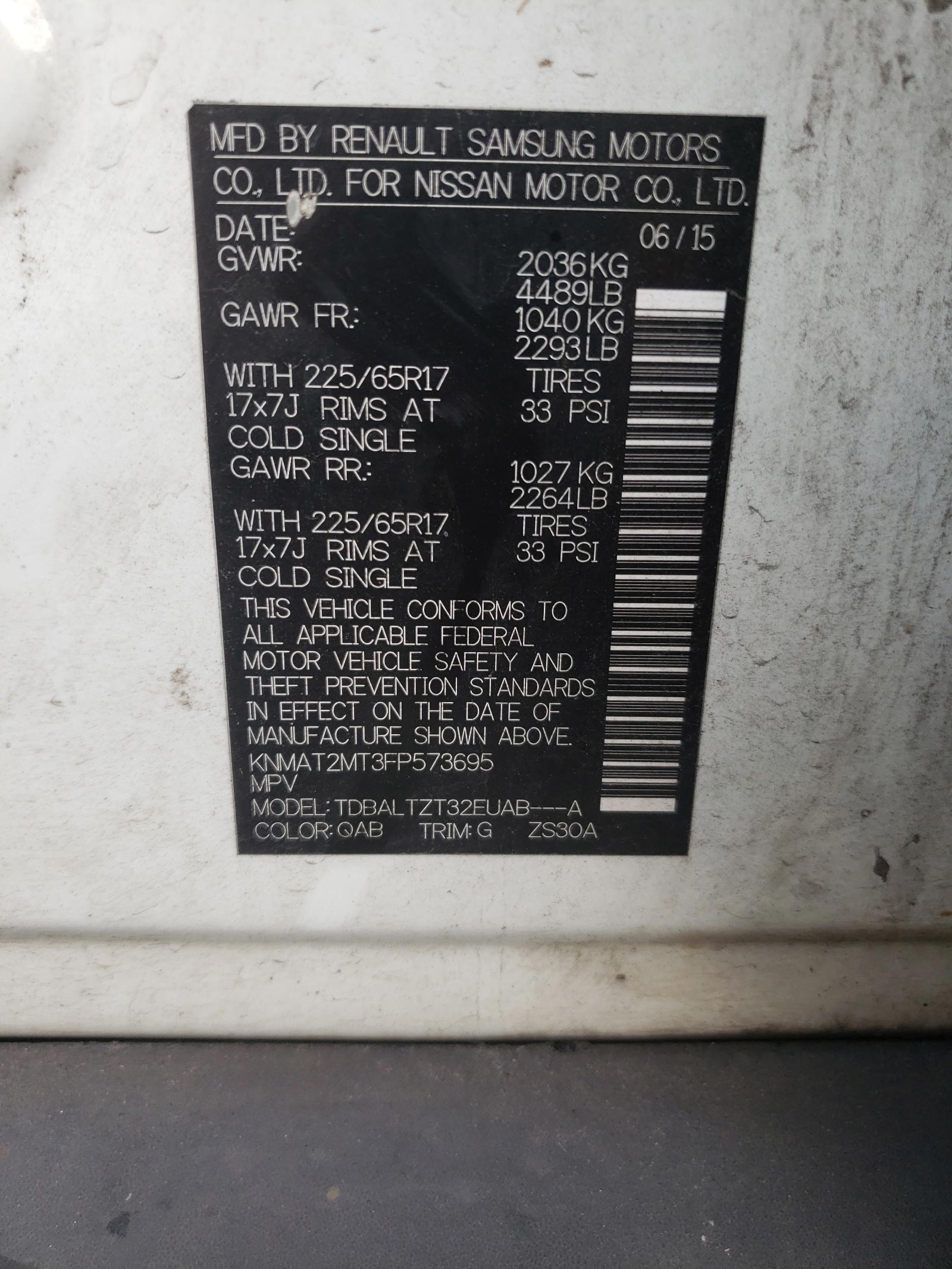 Photo 10 from auction – 2015 NISSAN ROGUE S with VIN KNMAT2MT3FP573695