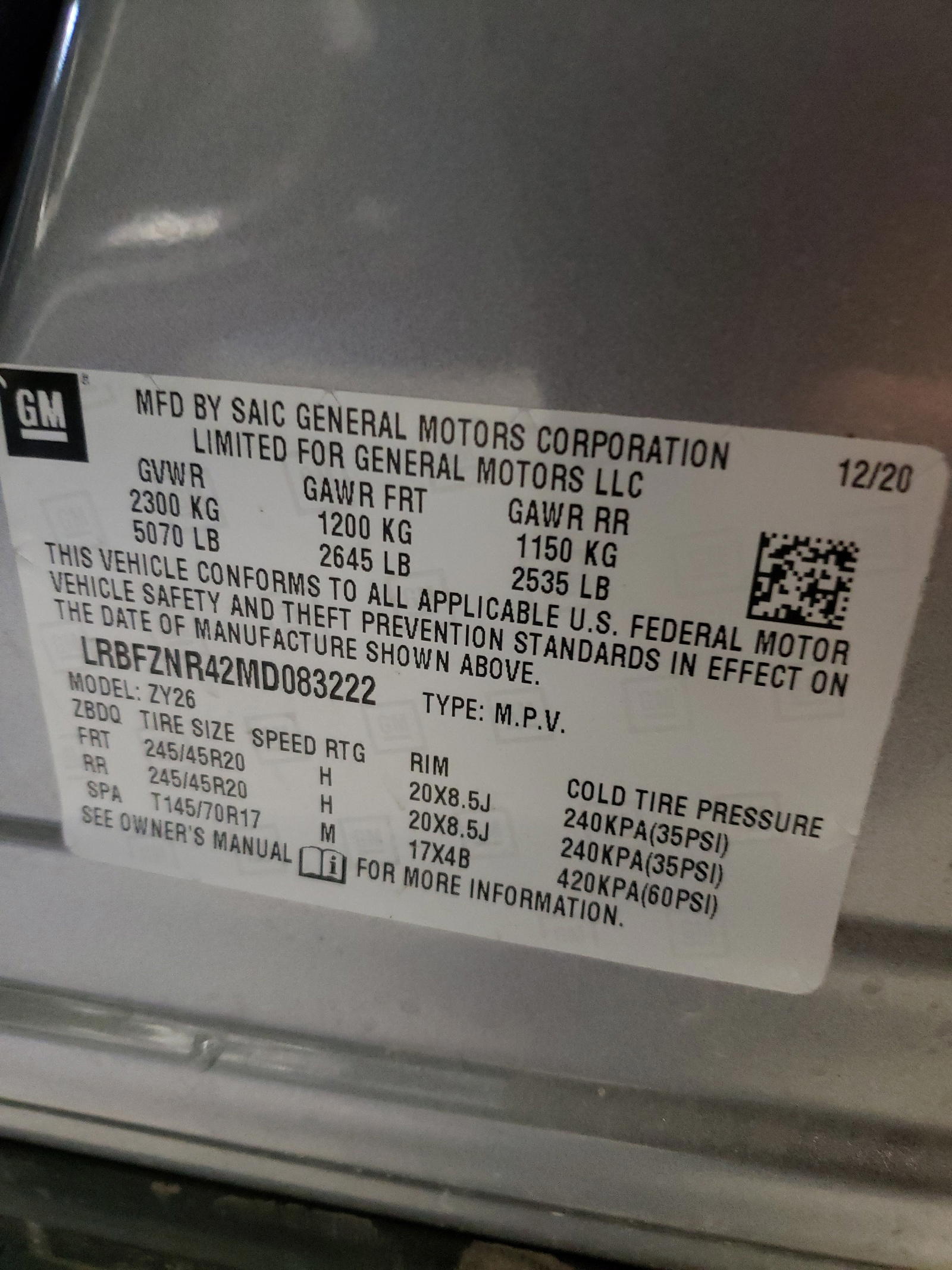 Photo 10 from auction – 2021 BUICK ENVISION E with VIN LRBFZNR42MD083222