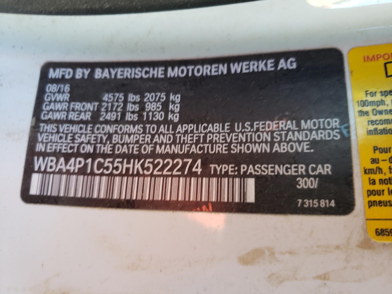 Photo 10 from auction – 2017 BMW 440I with VIN WBA4P1C55HK522274
