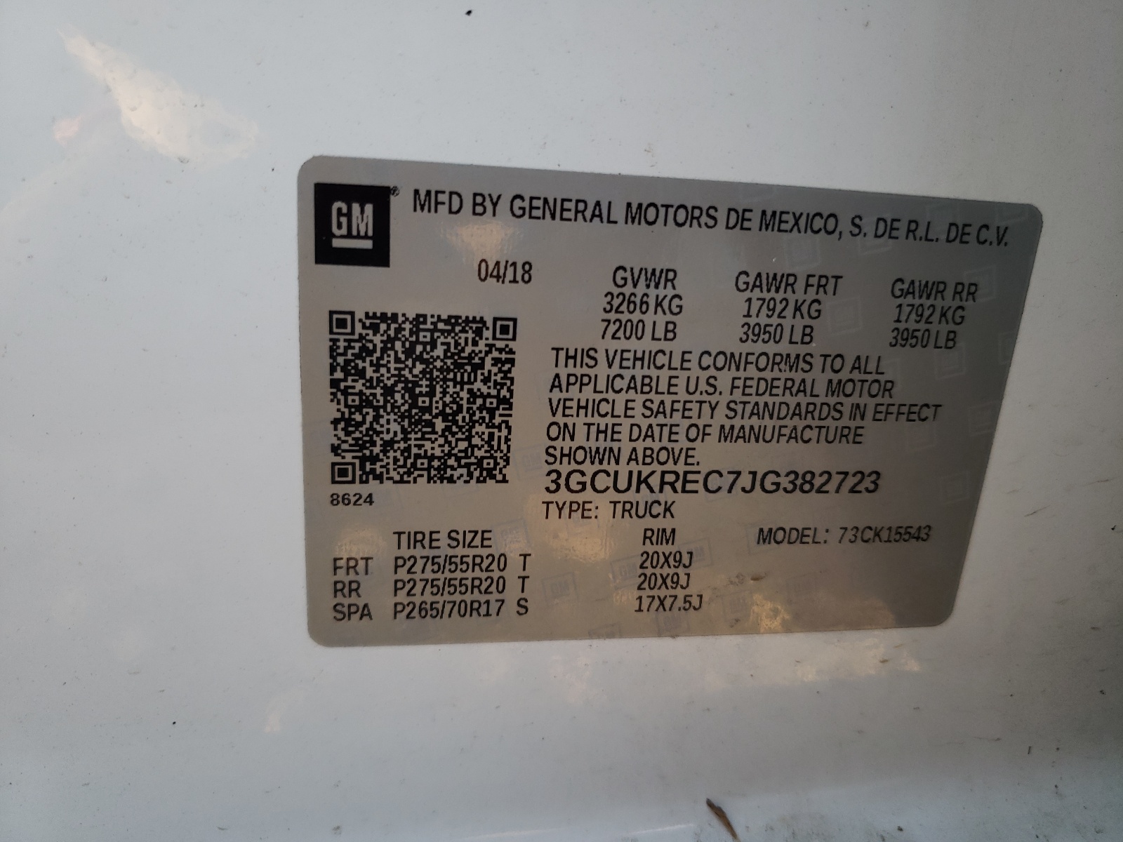 Photo 10 from auction – 2018 CHEVROLET SILVERADO with VIN 3GCUKREC7JG382723