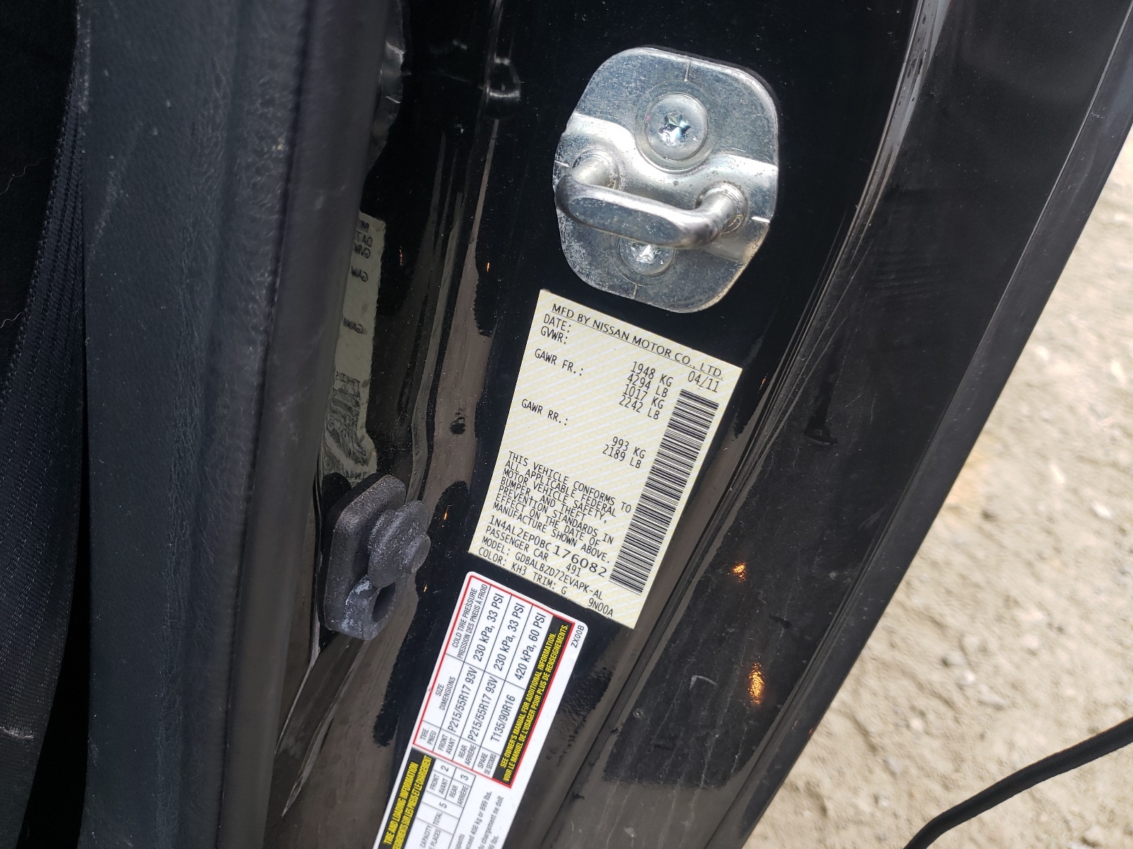 Photo 10 from auction – 2011 NISSAN ALTIMA S with VIN 1N4AL2EP0BC176082