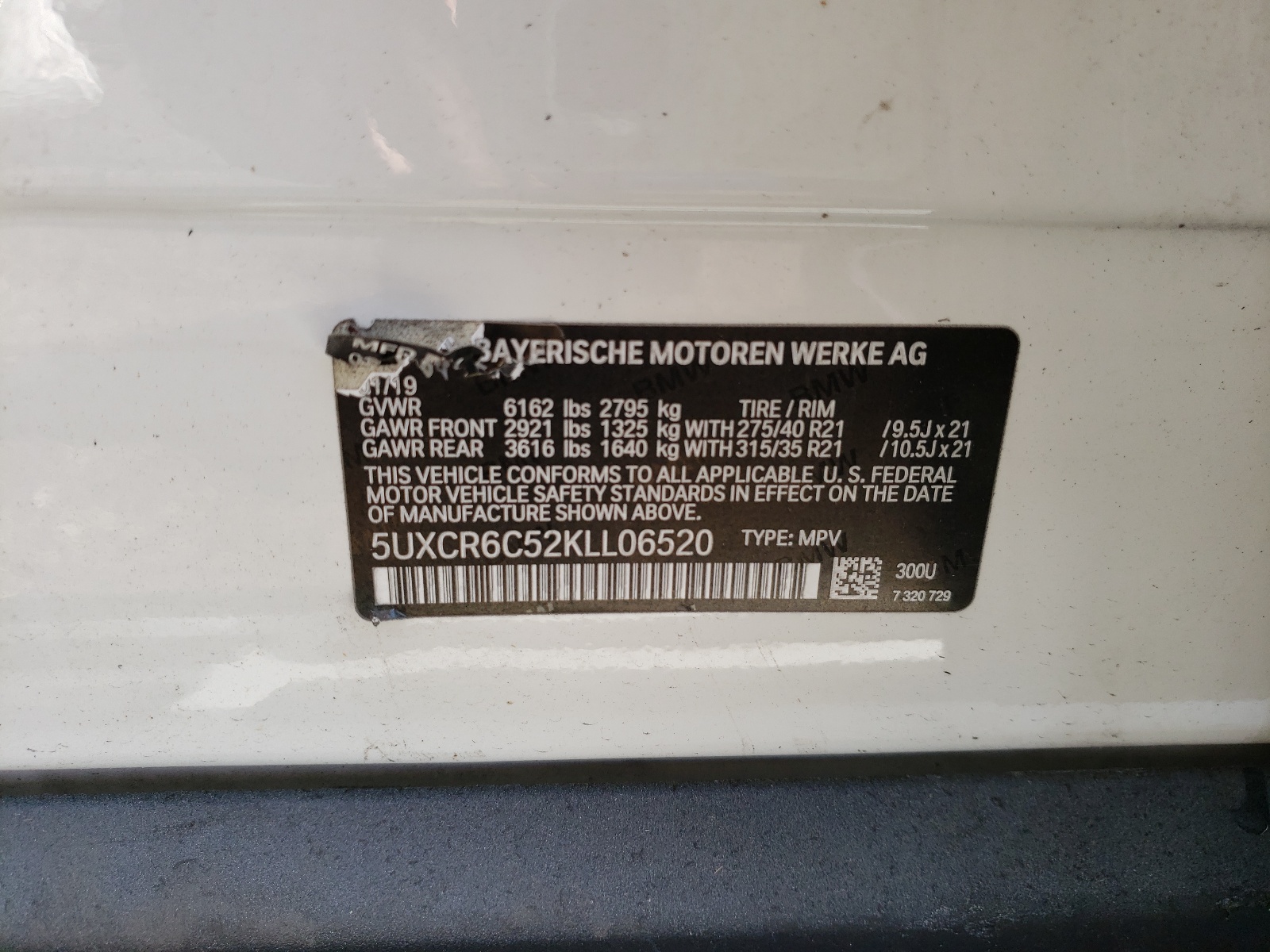 Photo 10 from auction – 2019 BMW X5 XDRIVE4 with VIN 5UXCR6C52KLL06520