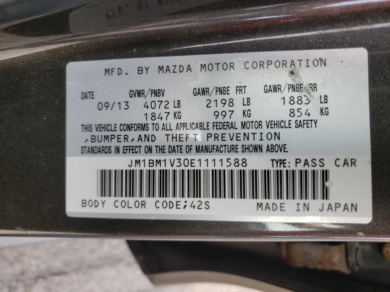 Photo 10 from auction – 2014 MAZDA 3 TOURING with VIN JM1BM1V30E1111588