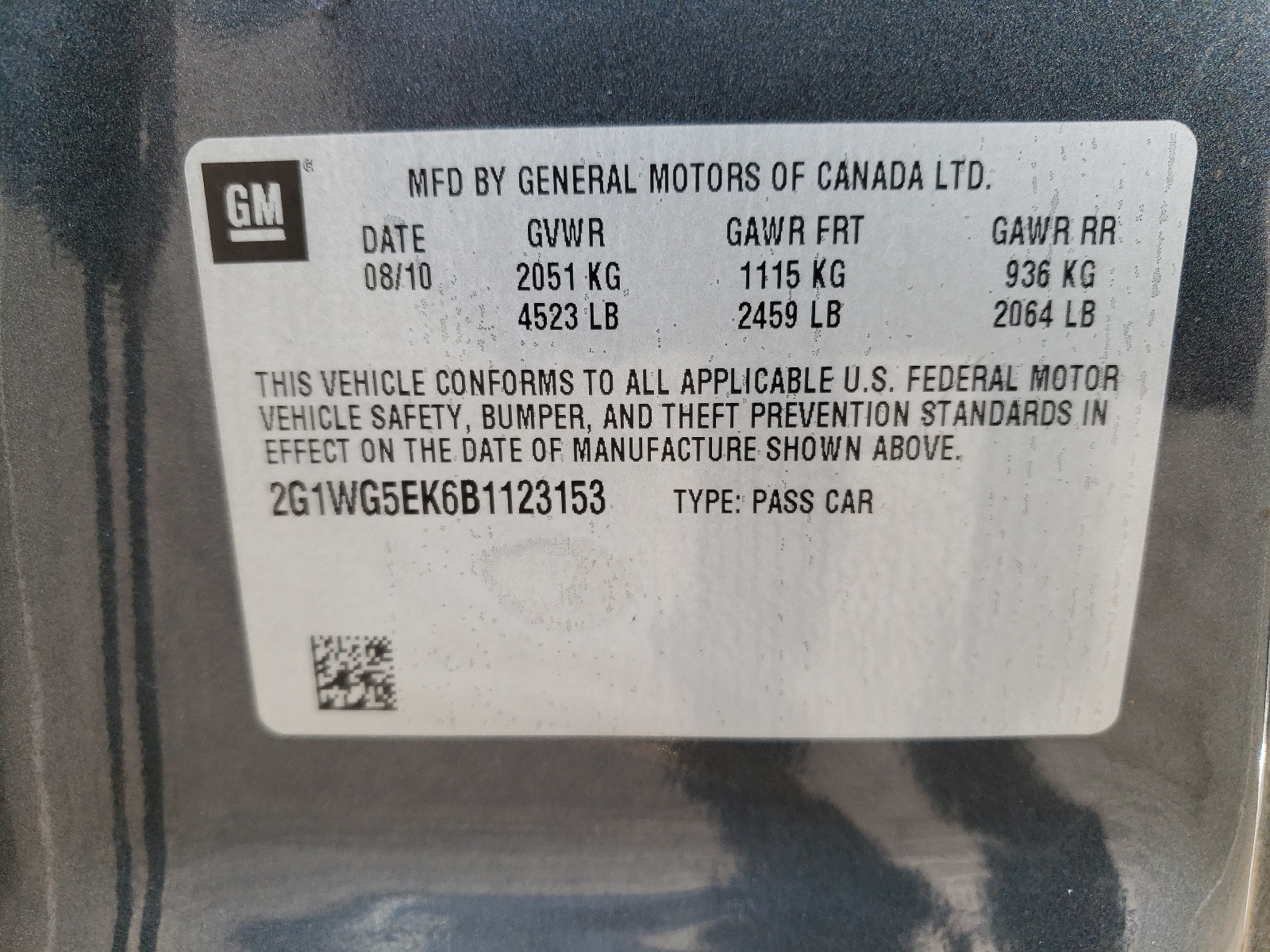Photo 10 from auction – 2011 CHEVROLET IMPALA LT with VIN 2G1WG5EK6B1123153