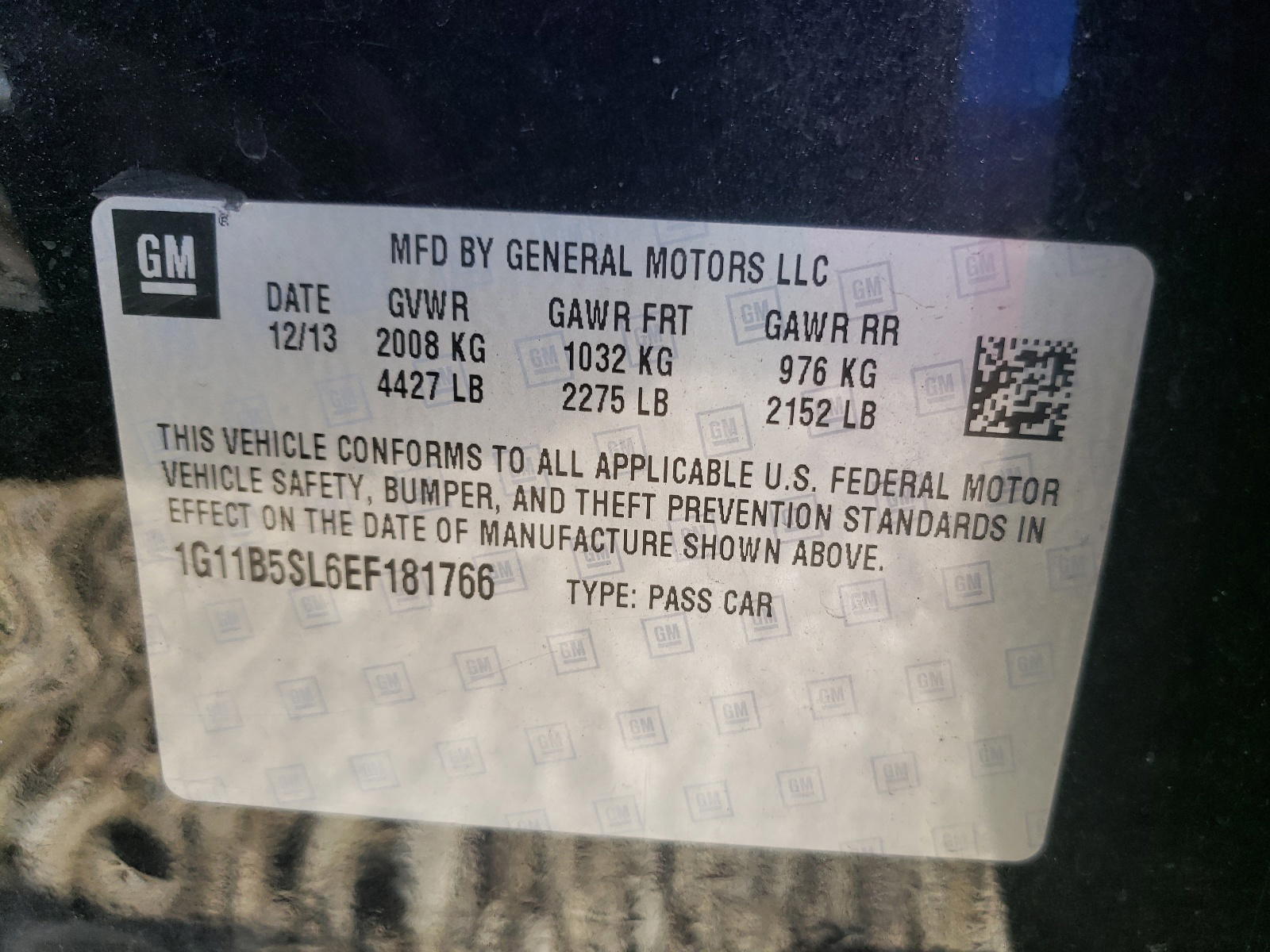 Photo 10 from auction – 2014 CHEVROLET MALIBU LS with VIN 1G11B5SL6EF181766