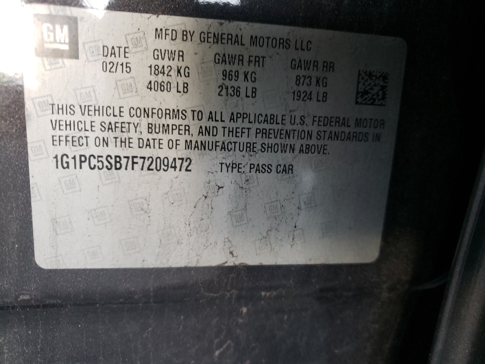 Photo 10 from auction – 2015 CHEVROLET CRUZE LT with VIN 1G1PC5SB7F7209472