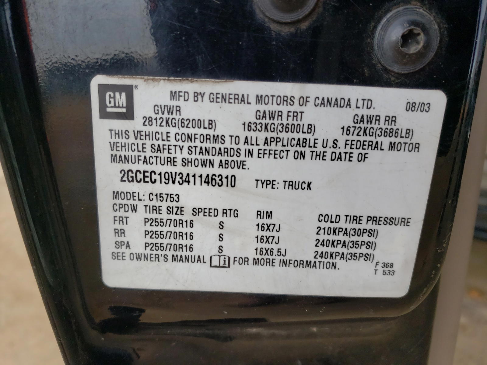 Photo 10 from auction – 2004 CHEVROLET SILVERADO with VIN 2GCEC19V341146310