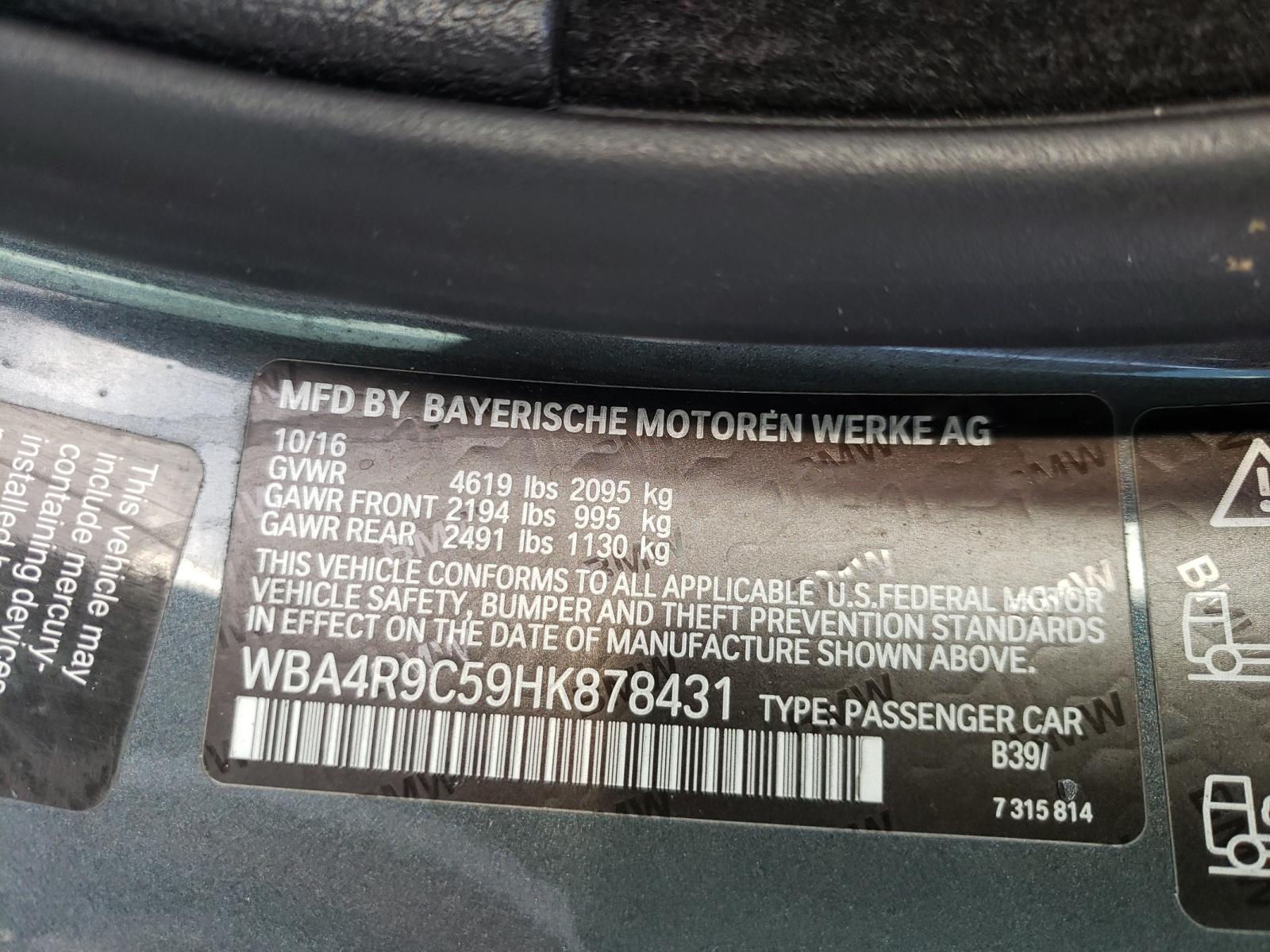 Photo 10 from auction – 2017 BMW 430XI with VIN WBA4R9C59HK878431