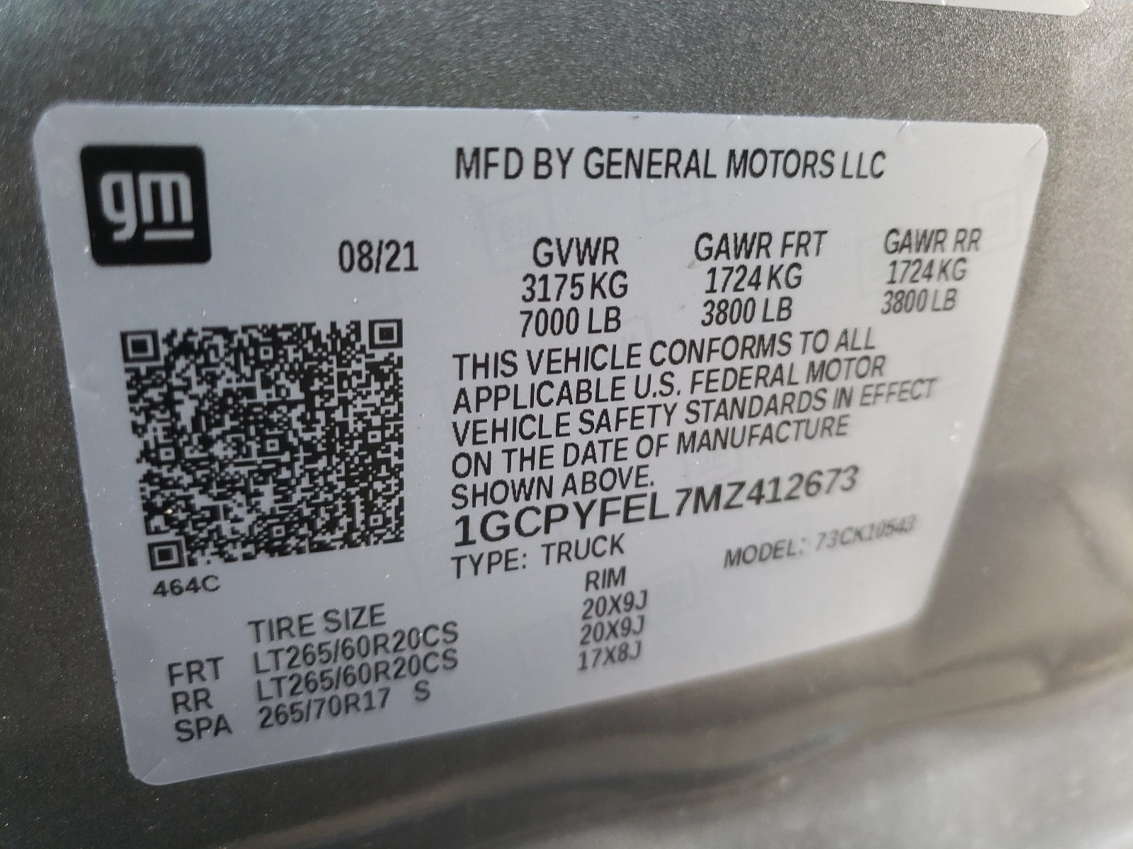 Photo 11 from auction – 2021 CHEVROLET SILVERADO with VIN 1GCPYFEL7MZ412673