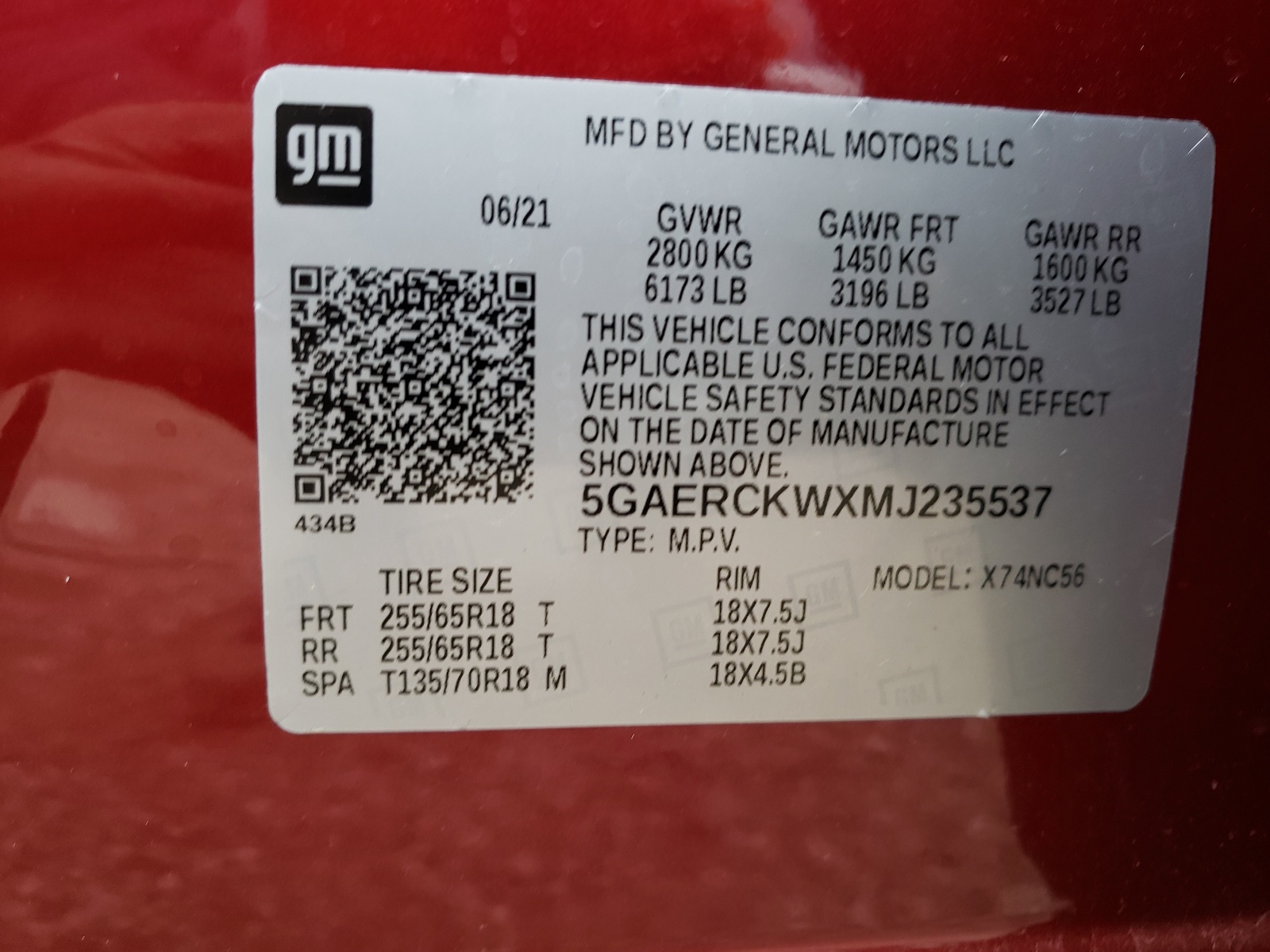 Photo 10 from auction – 2021 BUICK ENCLAVE PR with VIN 5GAERCKWXMJ235537
