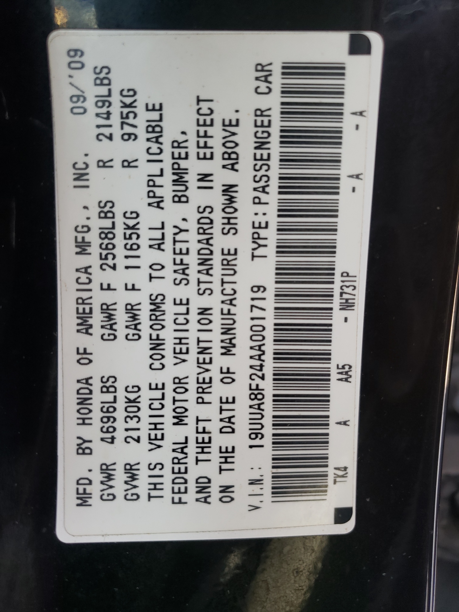 Photo 10 from auction – 2010 ACURA TL with VIN 19UUA8F24AA001719