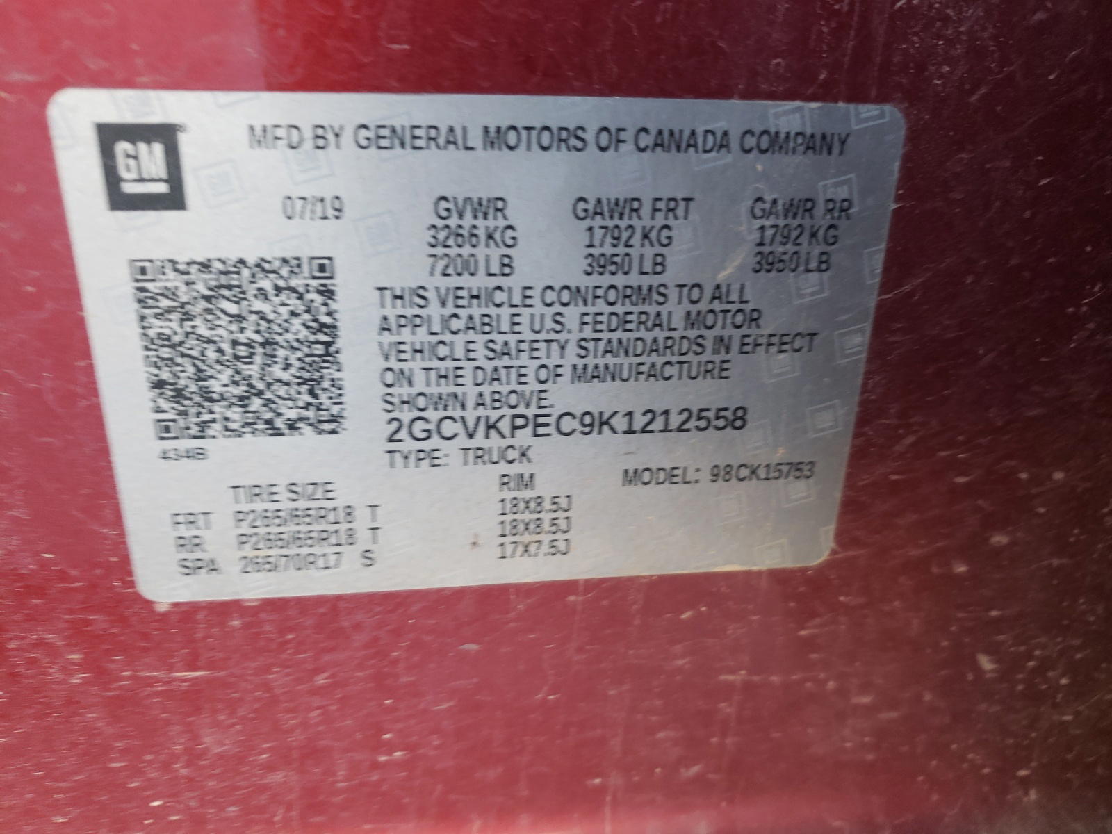 Photo 10 from auction – 2019 CHEVROLET SILVERADO with VIN 2GCVKPEC9K1212558