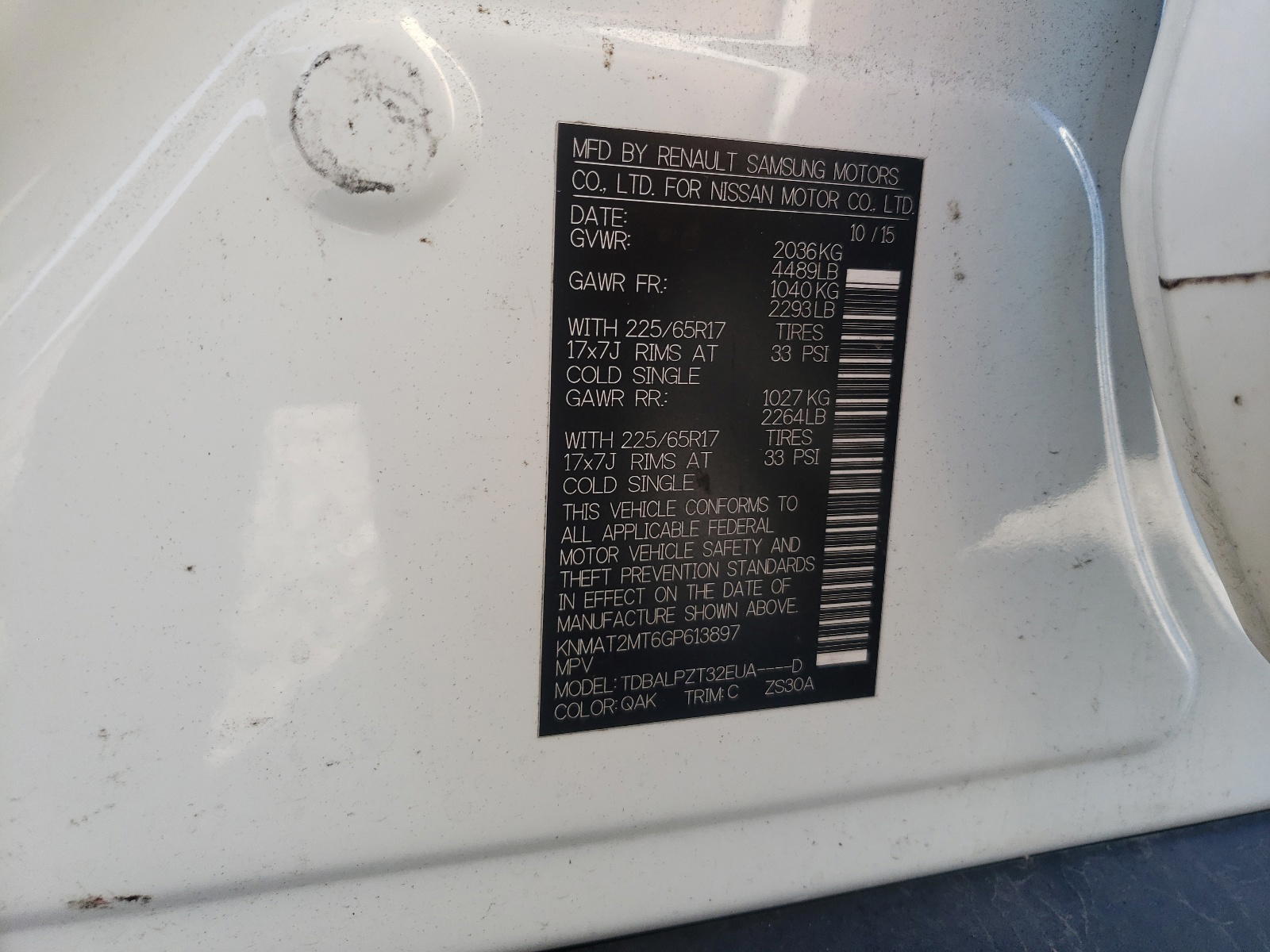 Photo 10 from auction – 2016 NISSAN ROGUE S with VIN KNMAT2MT6GP613897