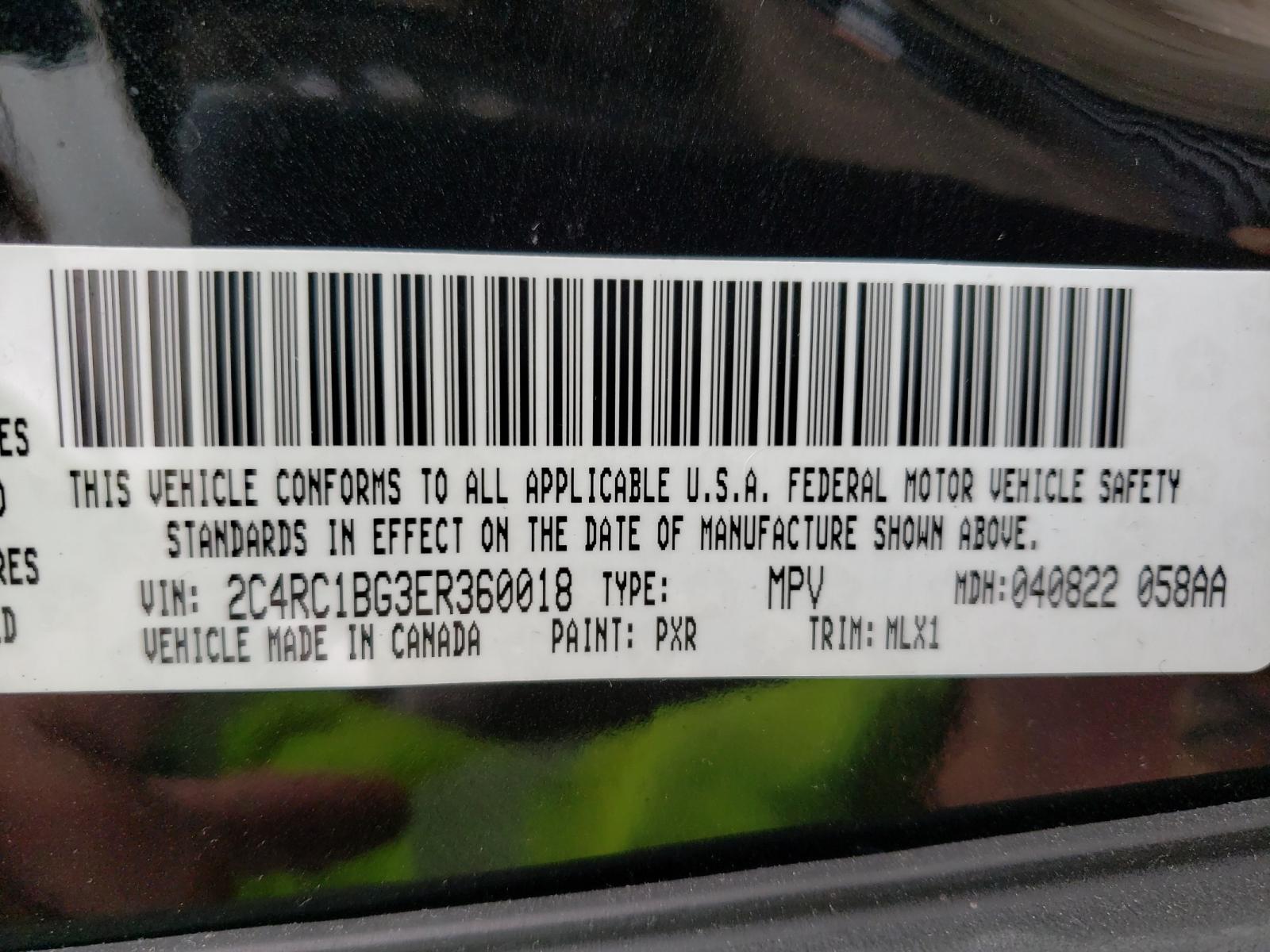 Photo 10 from auction – 2014 CHRYSLER TOWN & COU with VIN 2C4RC1BG3ER360018