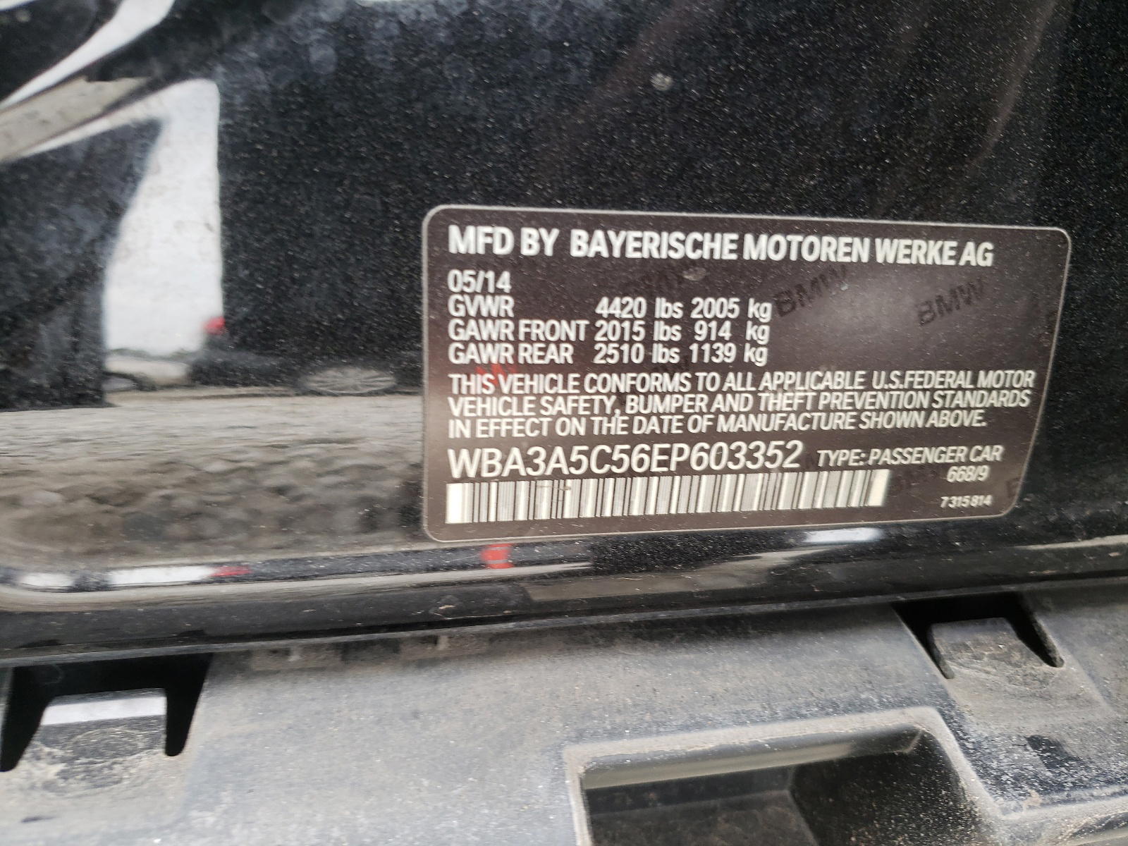 Photo 10 from auction – 2014 BMW 328 I with VIN WBA3A5C56EP603352