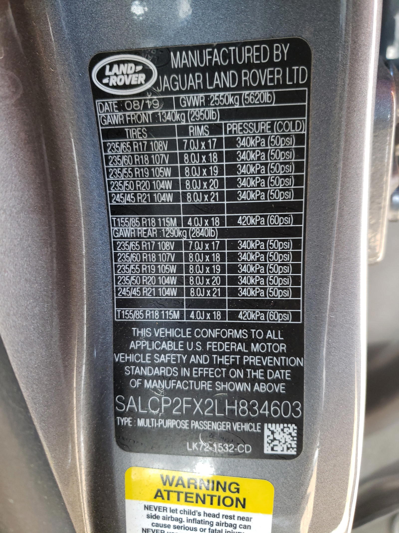 Photo 10 from auction – 2020 LAND ROVER DISCOVERY with VIN SALCP2FX2LH834603