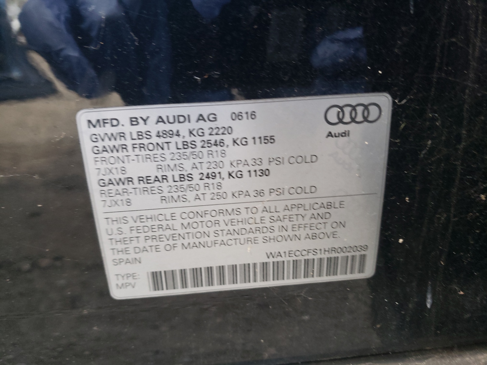 Zdjęcie 10 z aukcji – 2017 AUDI Q3 PREMIUM z VIN WA1ECCFS1HR002039