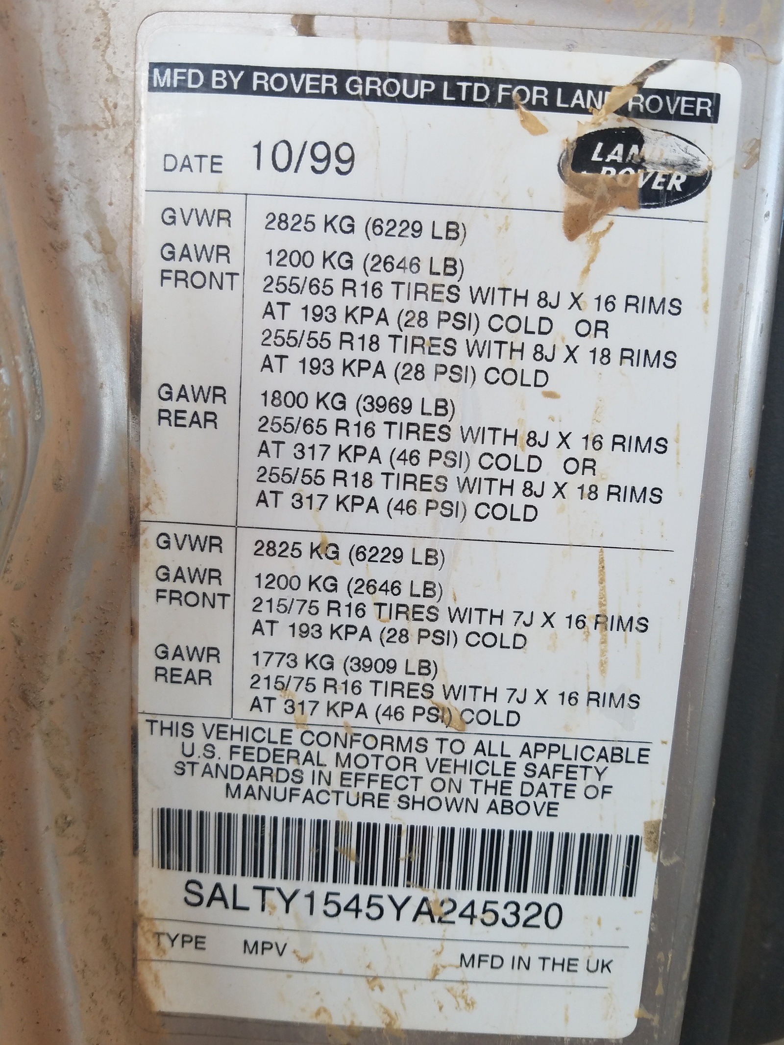 Photo 10 from auction – 2000 LAND ROVER DISCOVERY with VIN SALTY1545YA245320