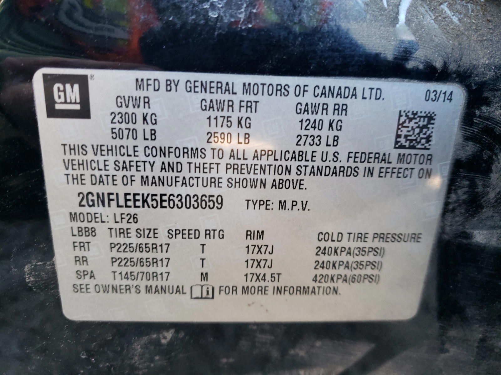 Photo 10 from auction – 2014 CHEVROLET EQUINOX LS with VIN 2GNFLEEK5E6303659
