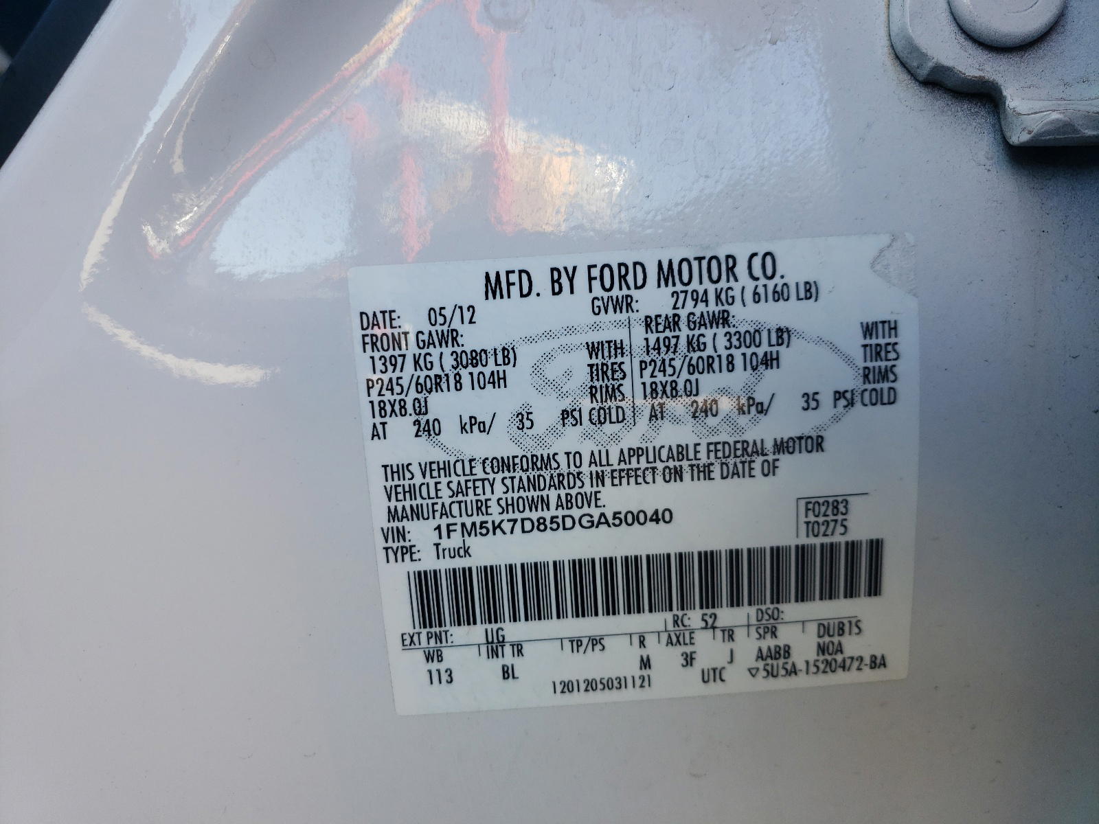 Photo 10 from auction – 2013 FORD EXPLORER X with VIN 1FM5K7D85DGA50040