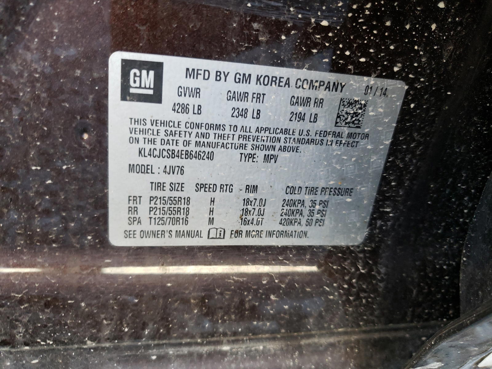 Photo 10 from auction – 2014 BUICK ENCORE with VIN KL4CJCSB4EB646240