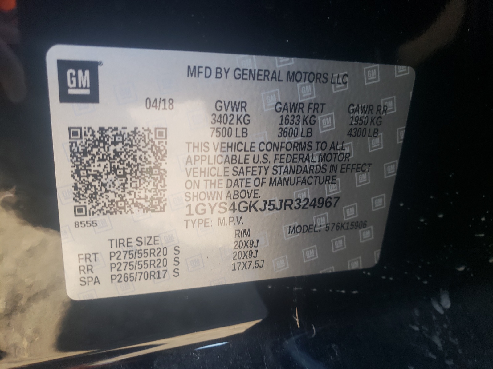 Photo 10 from auction – 2018 CADILLAC ESCALADE E with VIN 1GYS4GKJ5JR324967