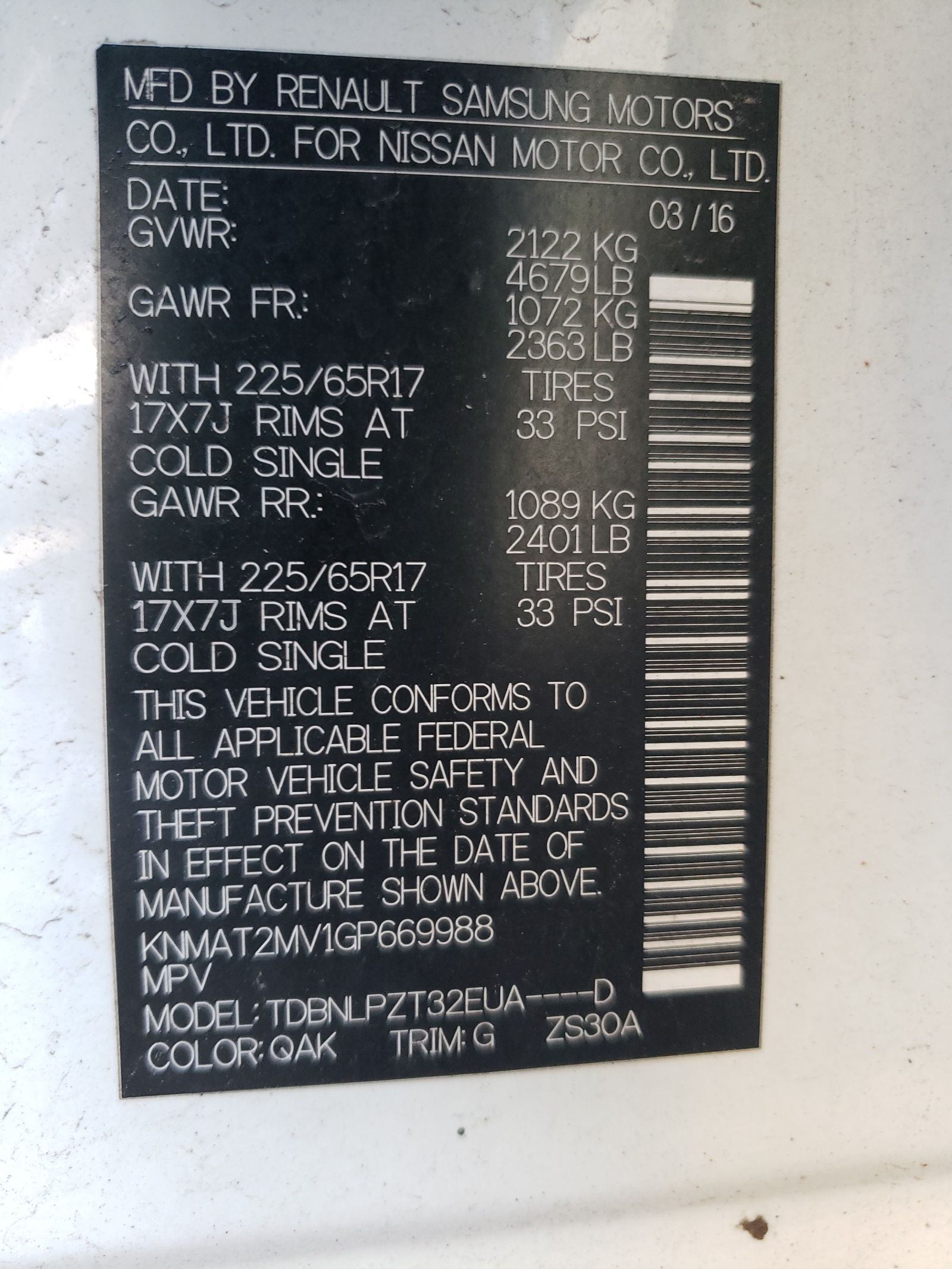Photo 10 from auction – 2016 NISSAN ROGUE S with VIN KNMAT2MV1GP669988