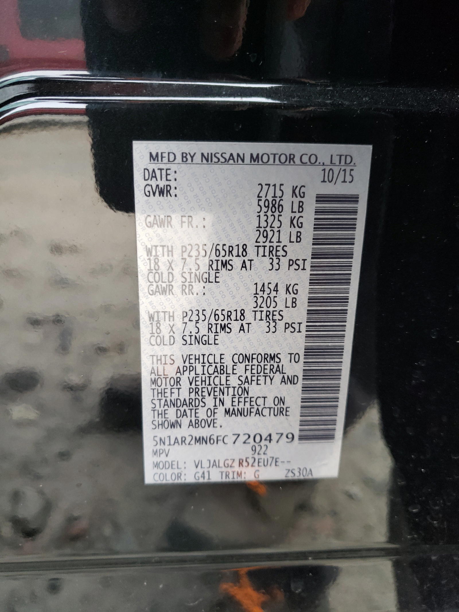 Photo 10 from auction – 2015 NISSAN PATHFINDER with VIN 5N1AR2MN6FC720479