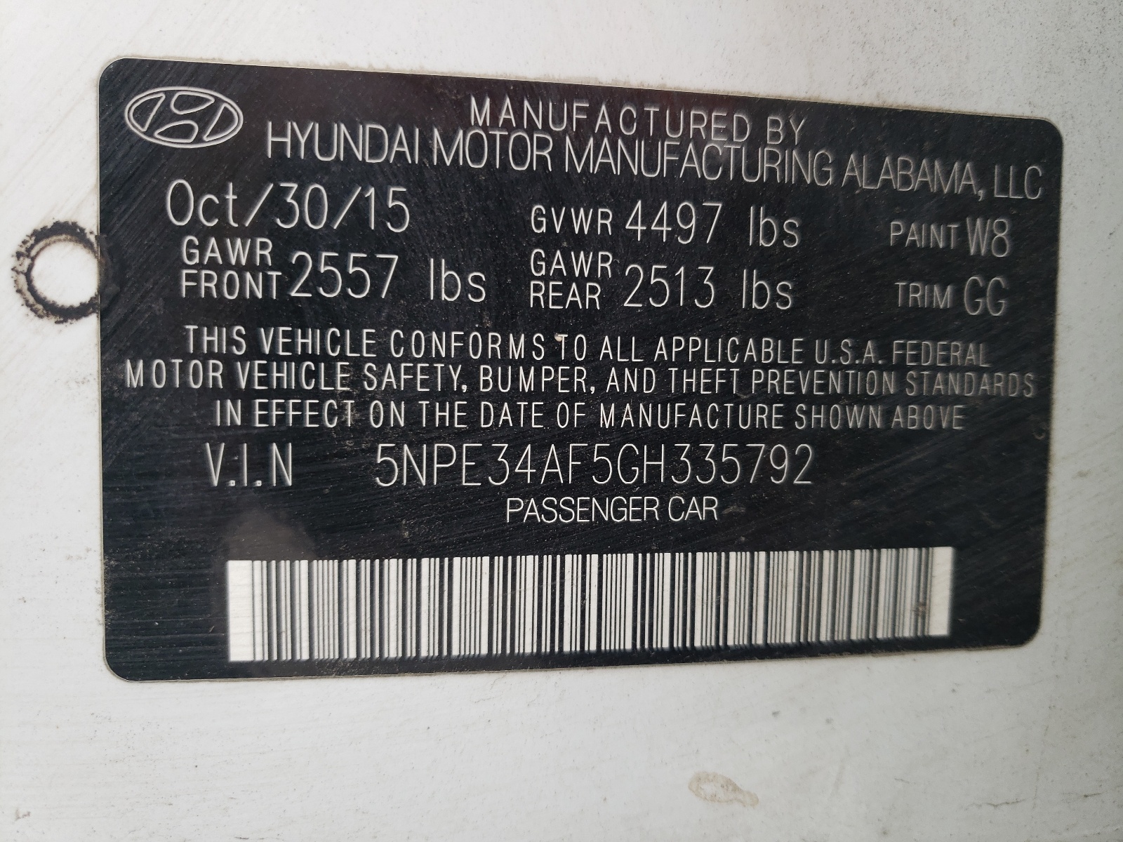 Photo 10 from auction – 2016 HYUNDAI SONATA SPO with VIN 5NPE34AF5GH335792