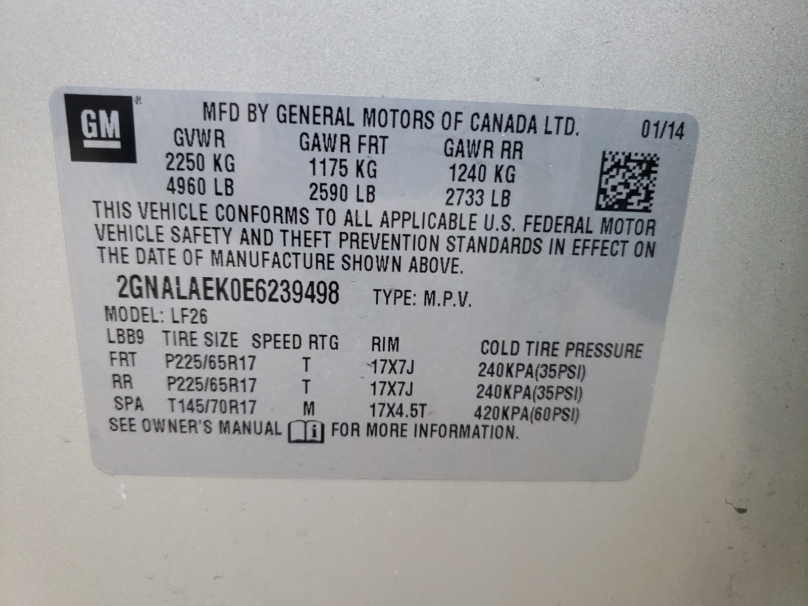 Zdjęcie 10 z aukcji – 2014 CHEVROLET EQUINOX LS z VIN 2GNALAEK0E6239498