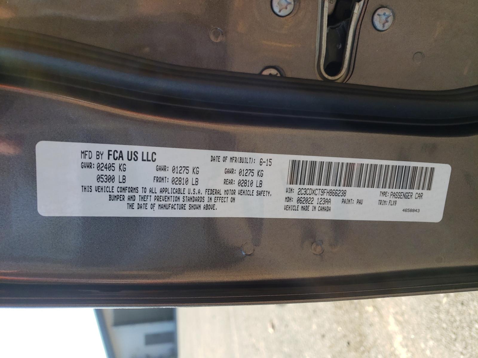 Photo 10 from auction – 2015 DODGE CHARGER R/ with VIN 2C3CDXCT9FH866238