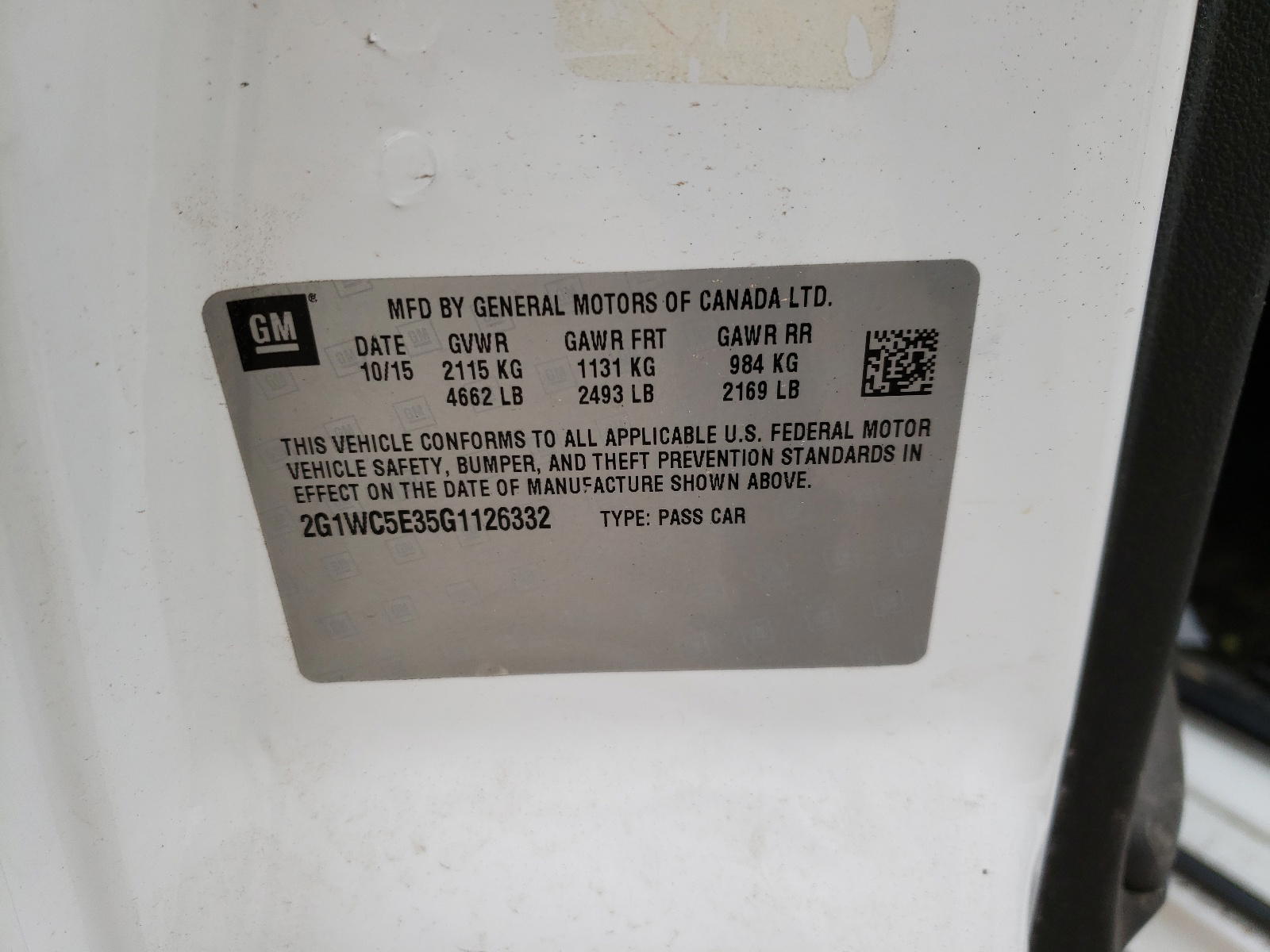Photo 10 from auction – 2016 CHEVROLET IMPALA LIM with VIN 2G1WC5E35G1126332