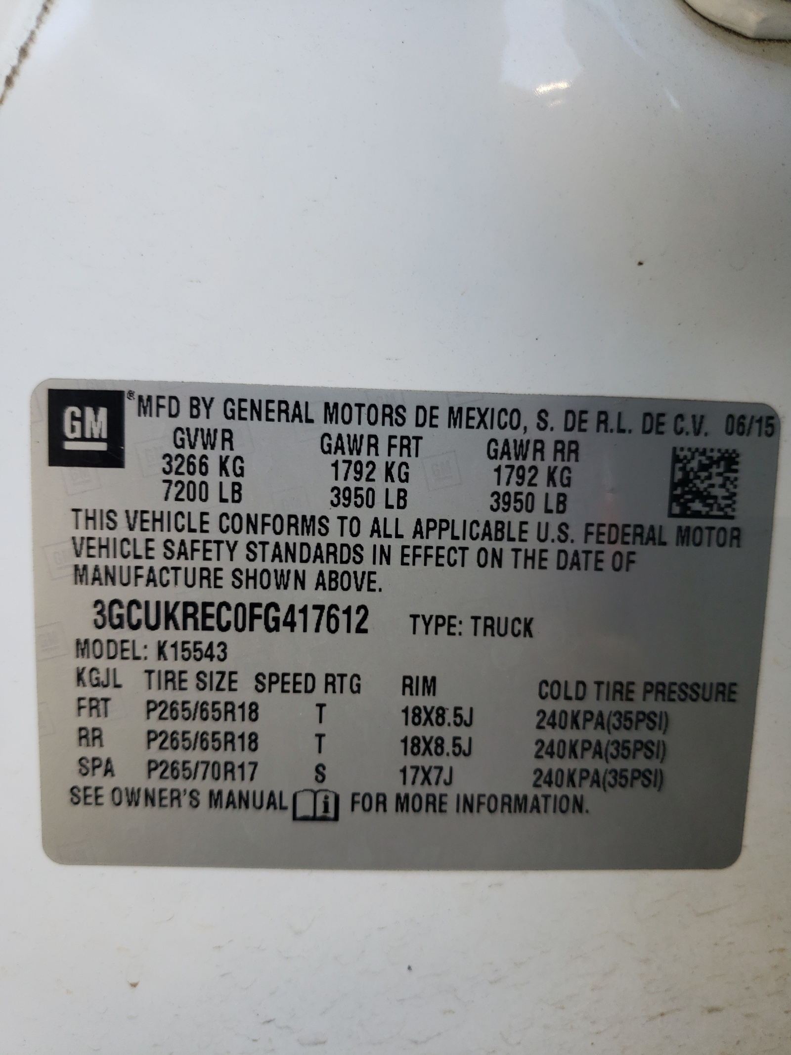 Zdjęcie 10 z aukcji – 2015 CHEVROLET SILVERADO z VIN 3GCUKREC0FG417612