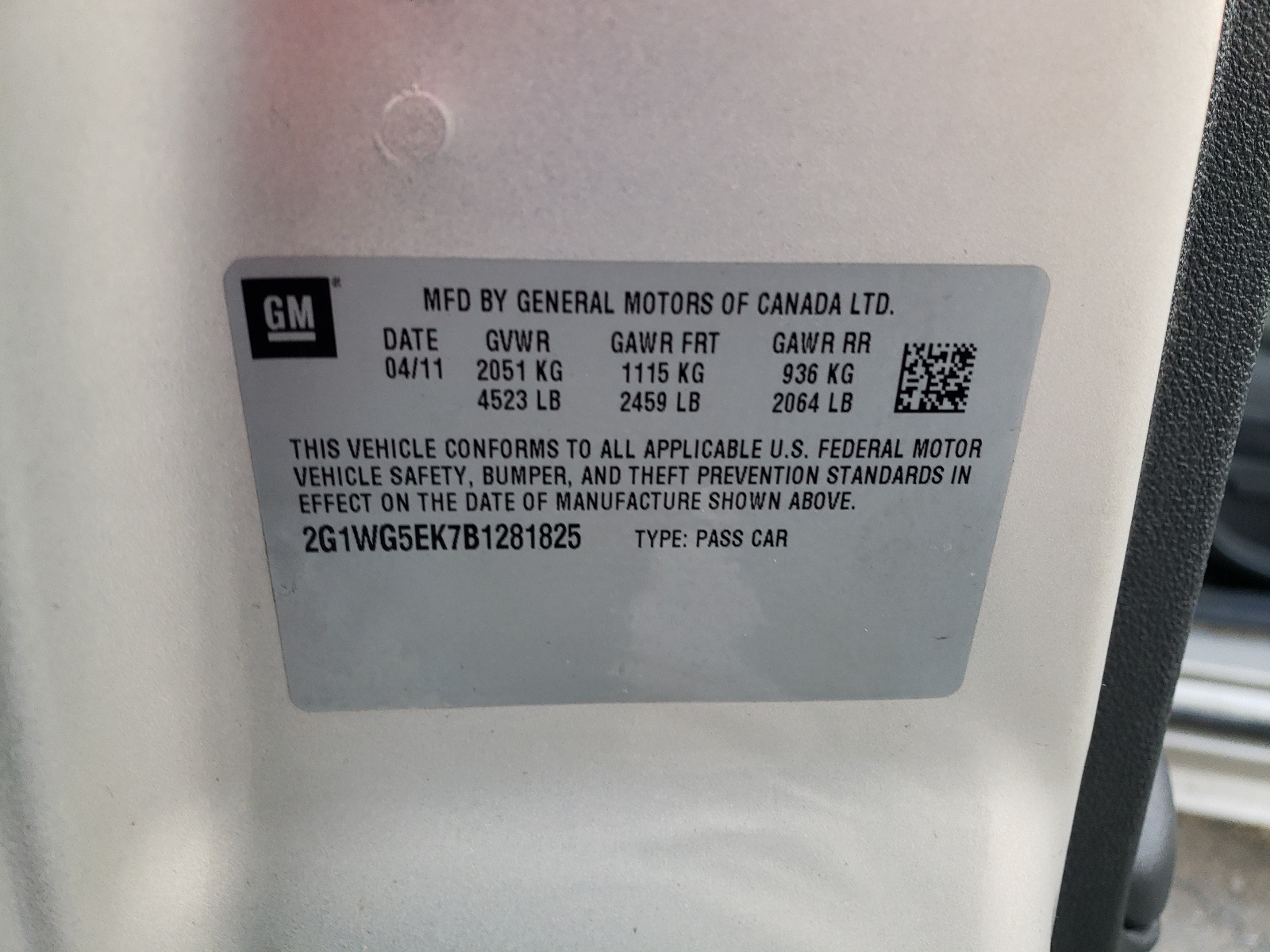 Photo 10 from auction – 2011 CHEVROLET IMPALA LT with VIN 2G1WG5EK7B1281825