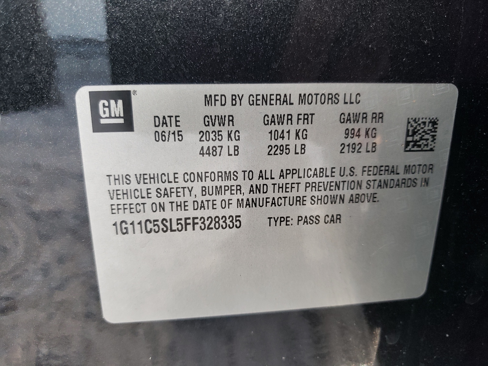 Photo 10 from auction – 2015 CHEVROLET MALIBU 1LT with VIN 1G11C5SL5FF328335